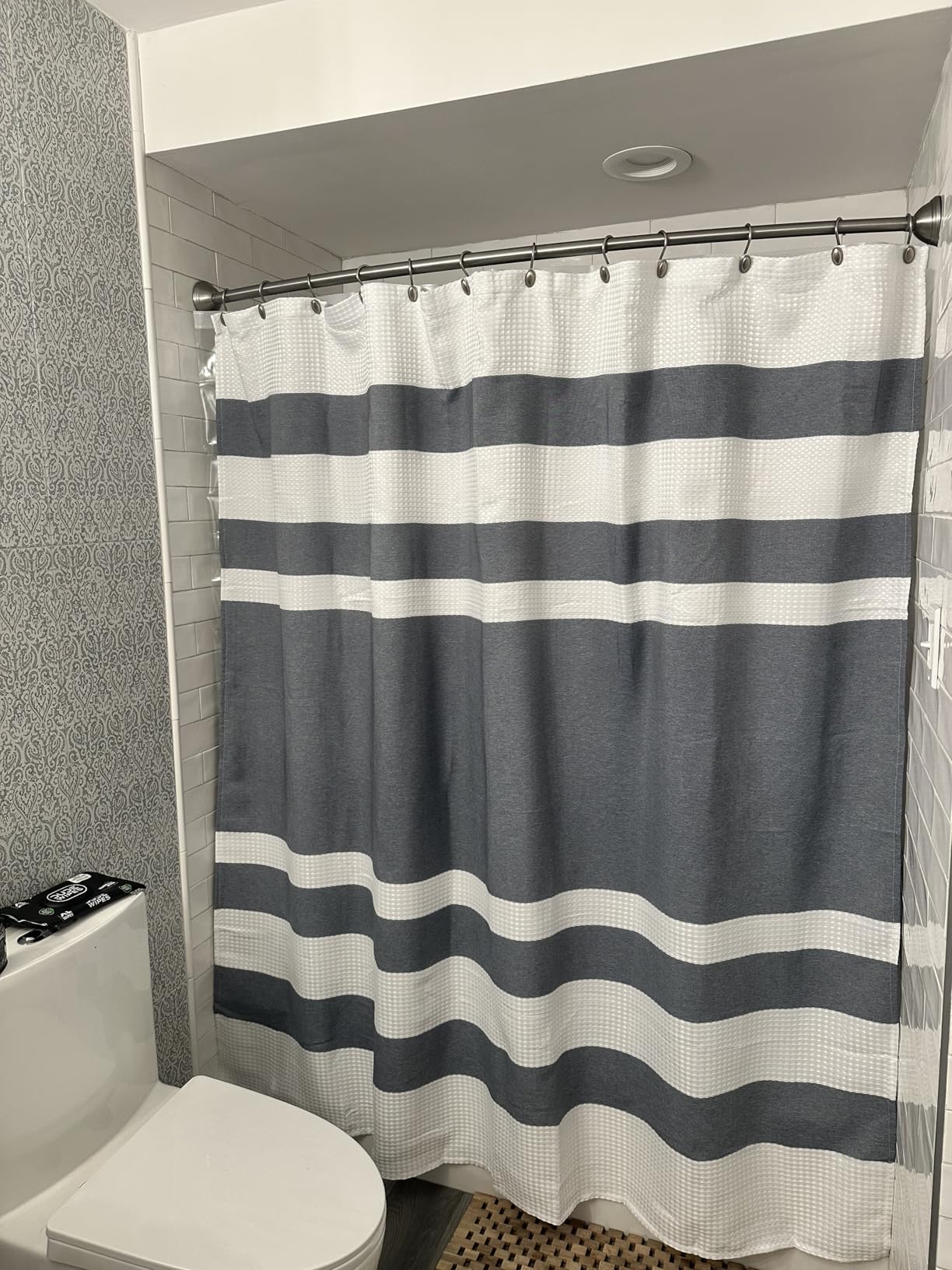 Madison Park Spa Waffle Shower Curtain for Bathroom, 72 x 72, Grey customer photo 1