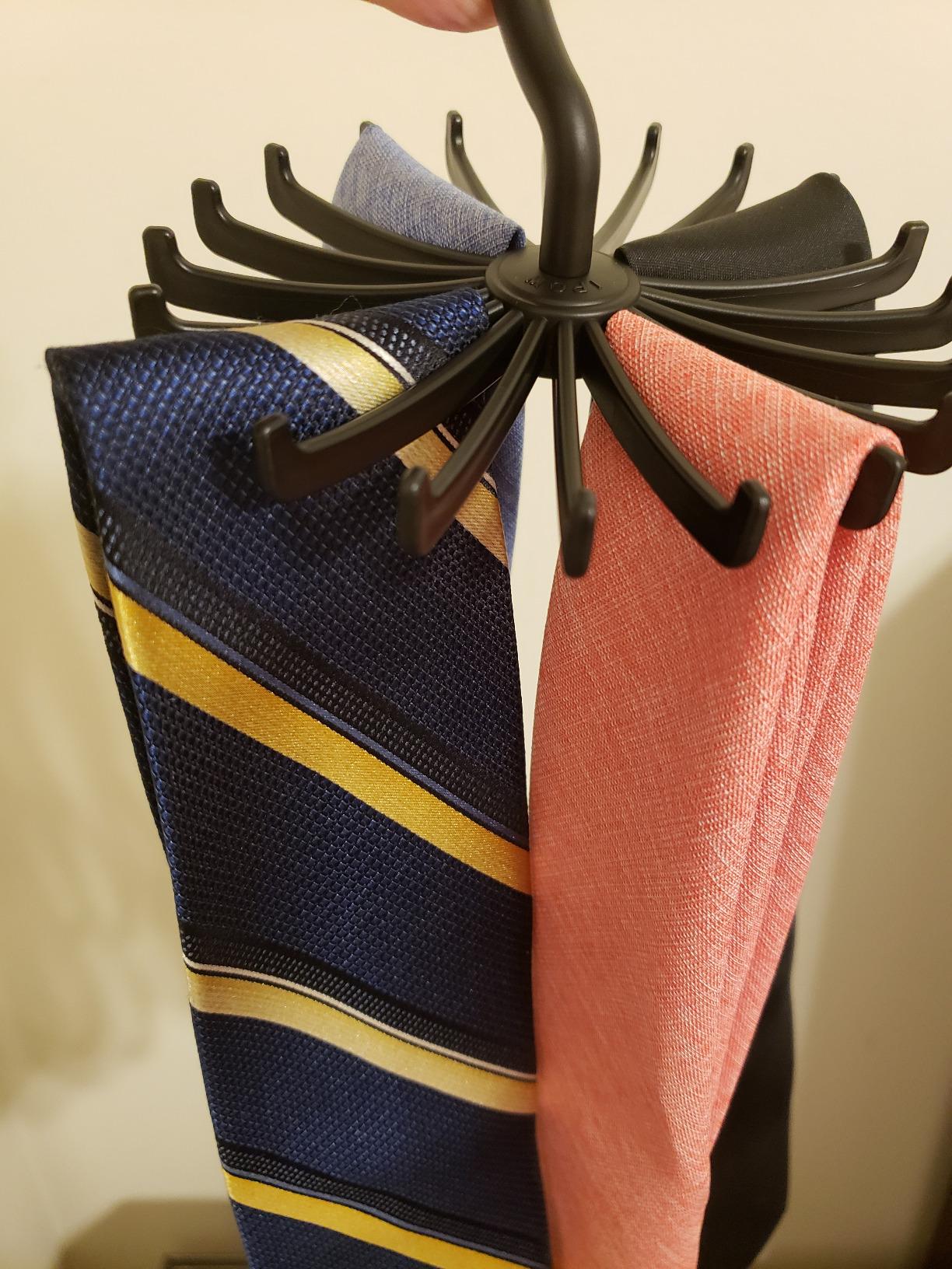 IPOW 2 Pack Updated Twirl Tie Rack Belt Hanger Holder Hook for Closet Organizer Storage customer photo 1
