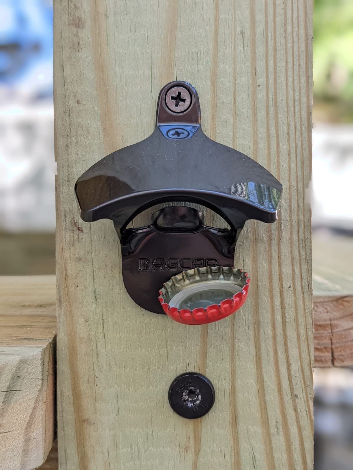 Outdoor Bottle Opener Wall Mounted - Style Magnetic Beer Bottle Opener that Catches Caps - Easy to Install and Incredibly Convenient customer photo 1