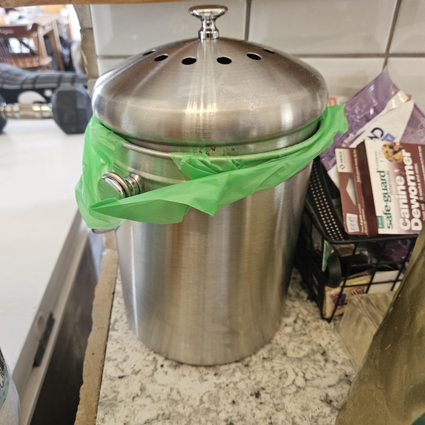 Utopia Kitchen Countertop Compost Bin 1.3 Gallon, Stainless Steel, Silver | Odorless countertop compost bin with charcoal filter customer photo 2