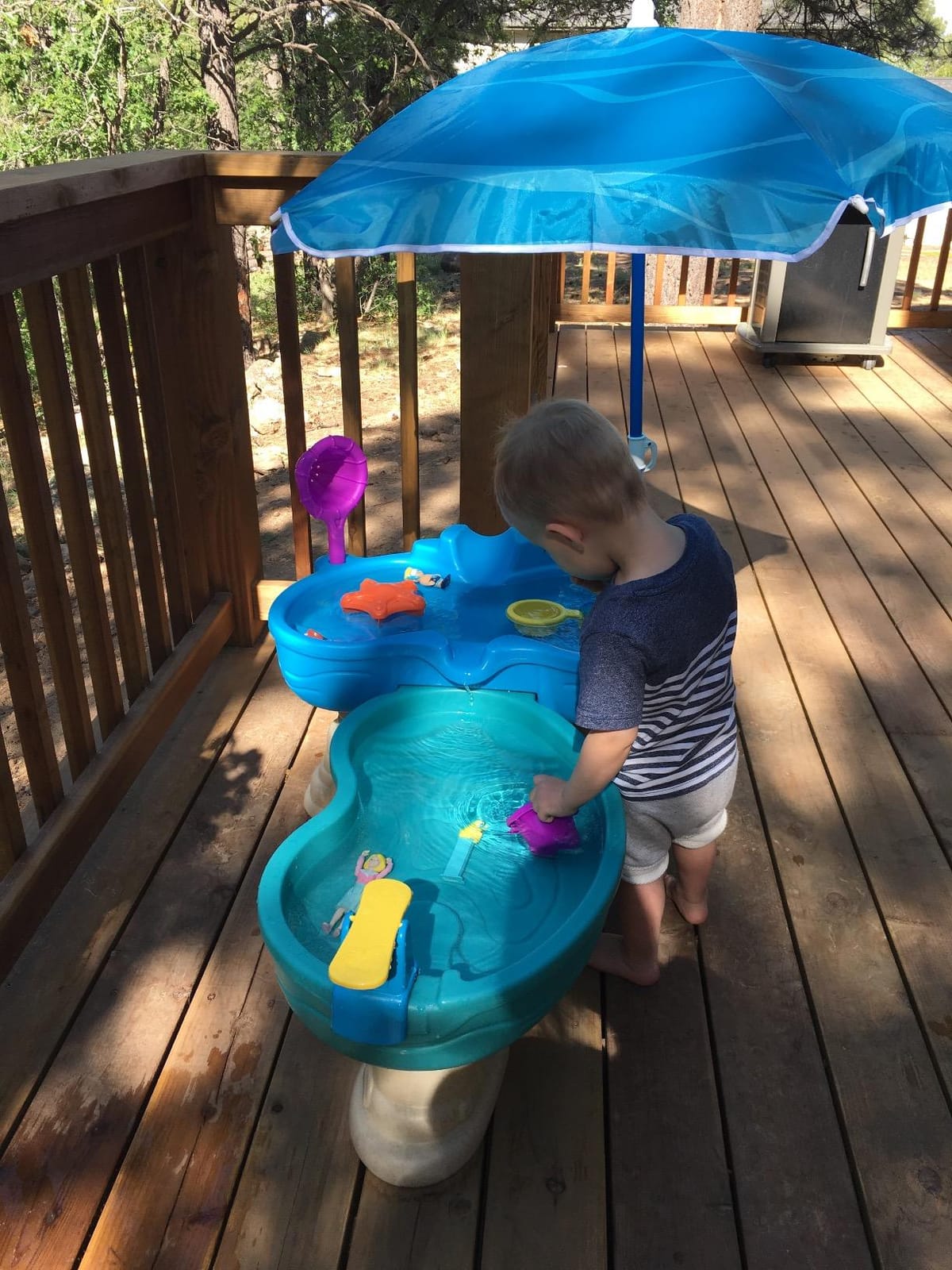Step 2 Spill & Splash Seaway Water Table for Kids, Two-Tier Outdoor Kids Water Sensory Table with Umbrella, Ages 1.5+ Years Old, 11 Piece Water Toy Accessories customer photo 1