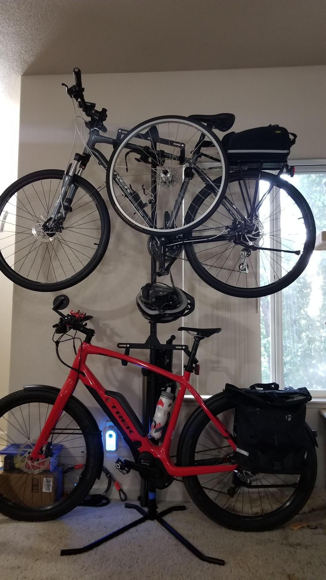 CyclingDeal 2 Bike Bicycle Vertical Hanger Parking Rack Gravity Floor Storage Stand for Garages or Apartments customer photo 1