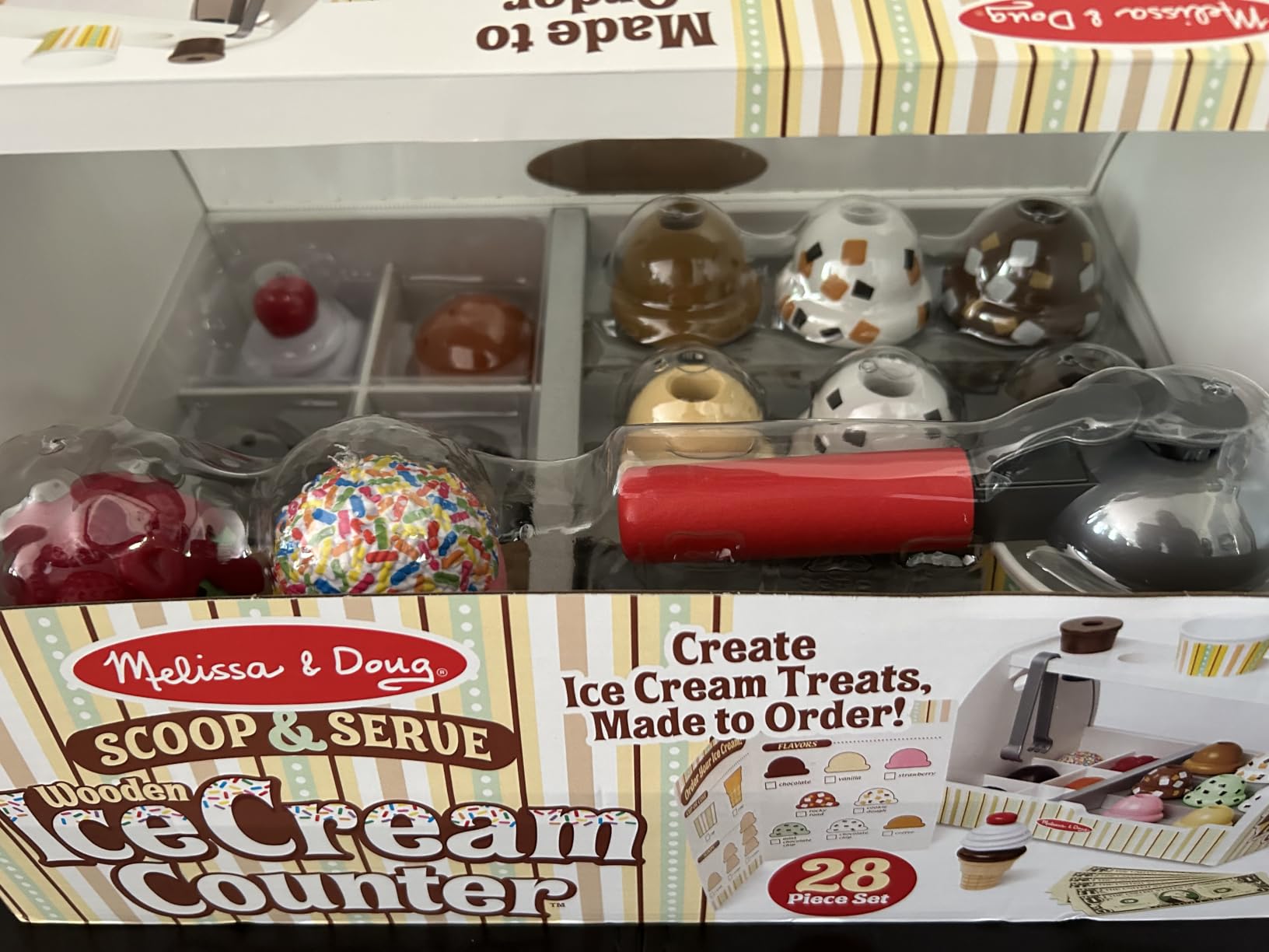 Melissa & Doug Wooden Scoop & Serve Ice Cream Counter, Pretend Play Store, 28 Toy Food & Play Kitchen Accessories, Preschool Toys for Girls & Boys 3+ customer photo 2
