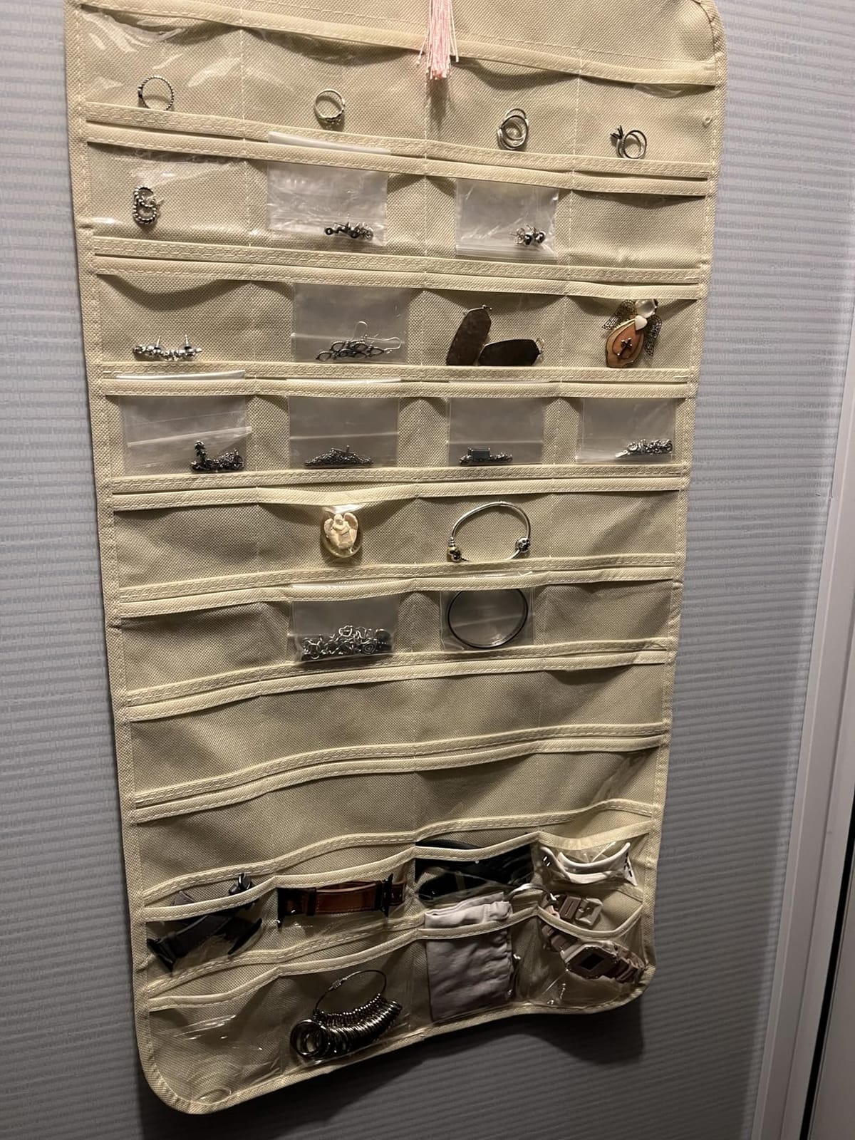 BB Brotrade Hanging Jewelry Organizer,Accessories Organizer,80 Pocket Organizer for Holding Jewelries（Beige） customer photo 2