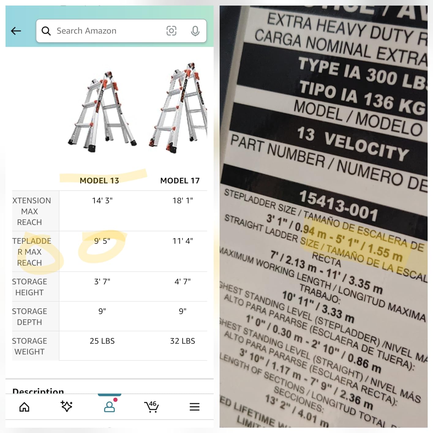 Little Giant Velocity, Aluminum Ladder, 26 ft Reach, 15426-001 | Telescoping Multi-Position Ladder with Extension, A-Frame, 90-Degree & Trestle Modes, Tip & Glide Wheels, 300 lbs. Rating customer photo 2