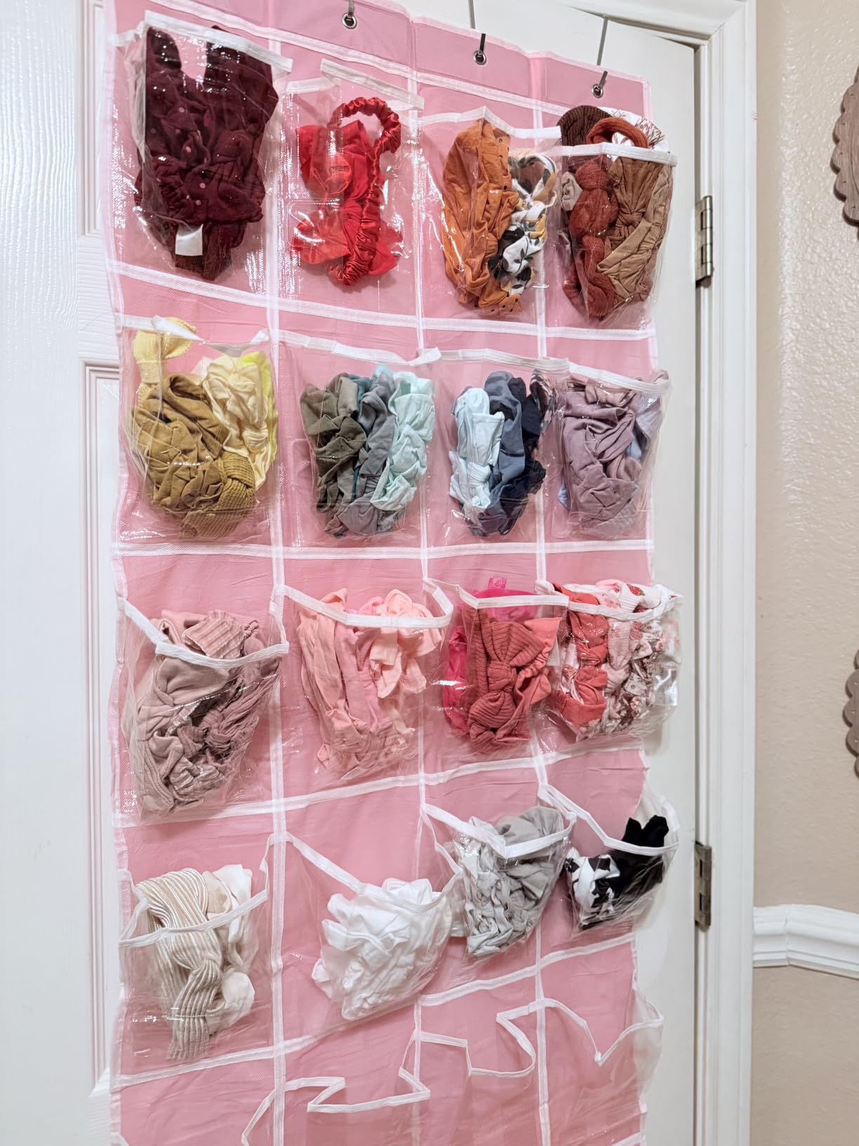 Simple Houseware 24 Pockets Clear Over the Door Shoe Organizer, Gray customer photo 2