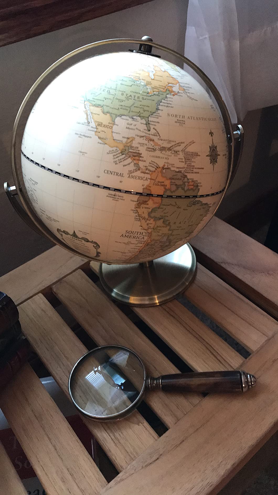 Exerz 12 Inches Antique World Globe Rotating Vintage Color Modern Map customer photo 2