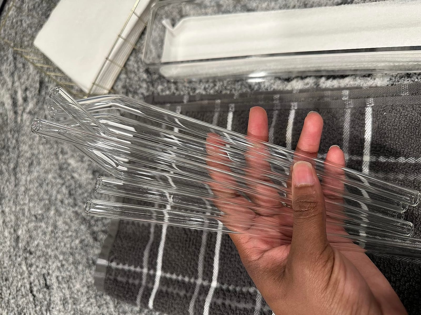 10-Piece Reusable Glass Drinking Straws - 10