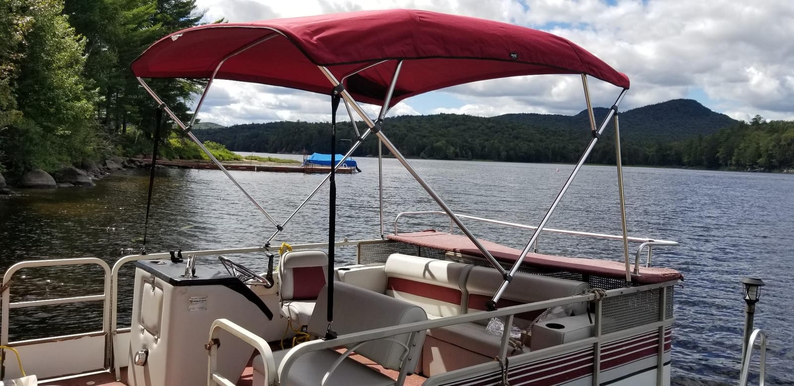 MSC 3 Bow 4 Bow Bimini Top Boat Cover, Waterproof Solution Dyed Polyester Made, 2 Support Poles & 4 Adjustable Straps Included customer photo 1
