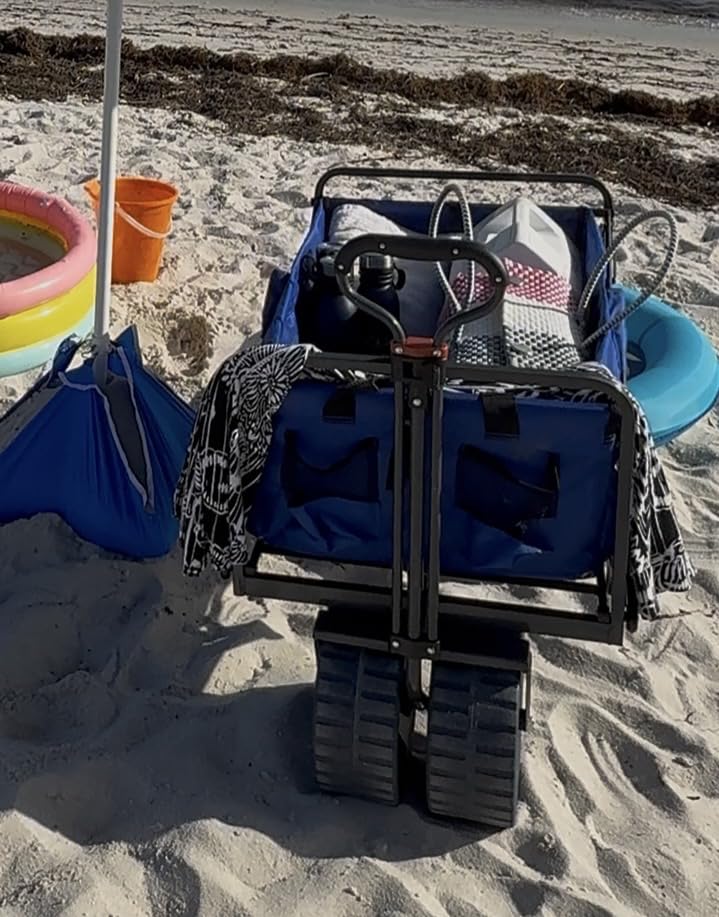 Mac Sports Heavy Duty Collapsible Folding All Terrain Utility Beach Wagon Cart, Blue/Black | Folding Outdoor Beach Garden Cart with All Terrain Wheels customer photo 1