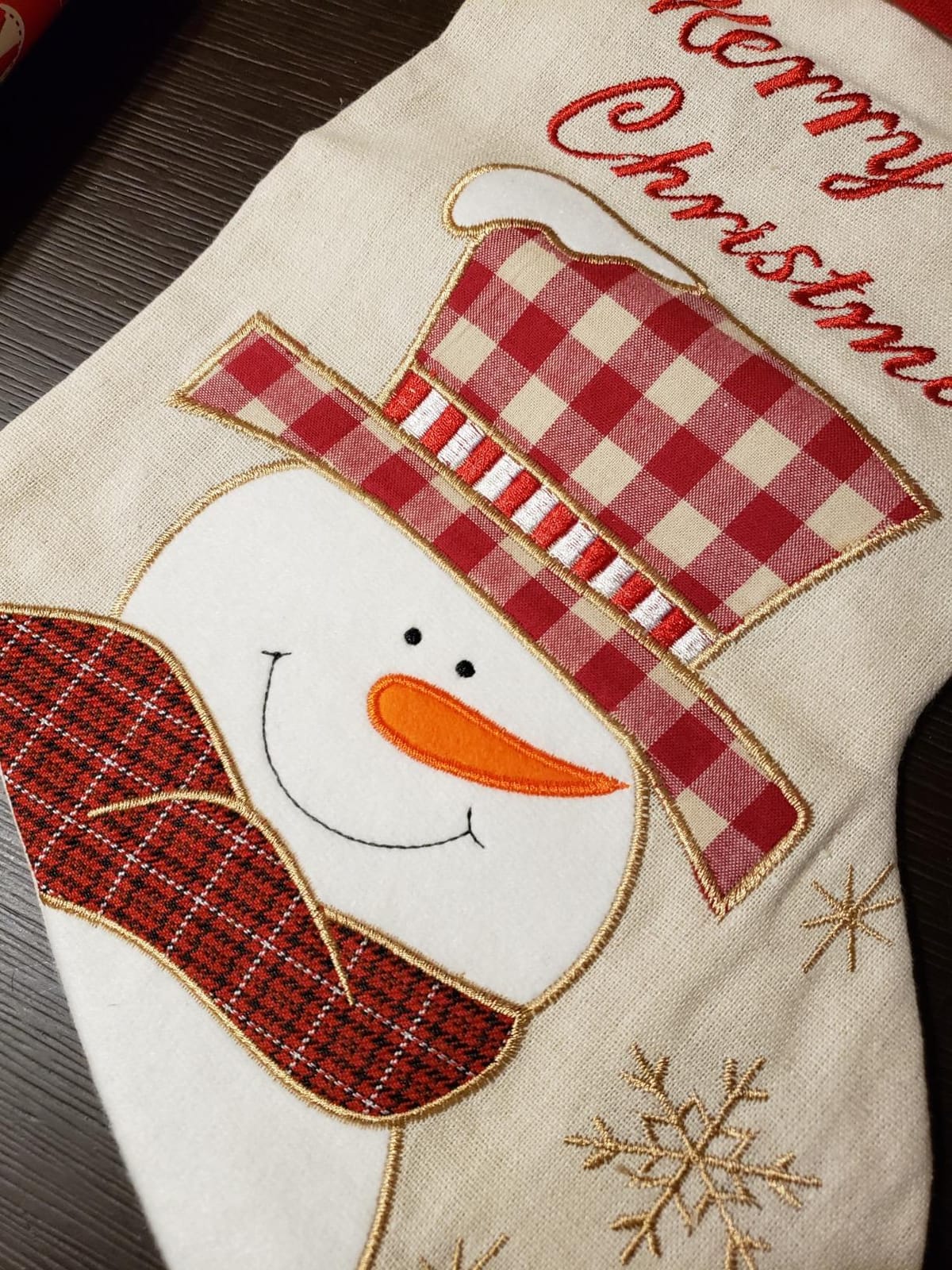 WEWILL 18'' Vintage Christmas Stockings Set of 3 Santa, Snowman, Reindeer, Xmas Character Large Christmas Stocking Hanging Tag Knit Border for Family Kids customer photo 1