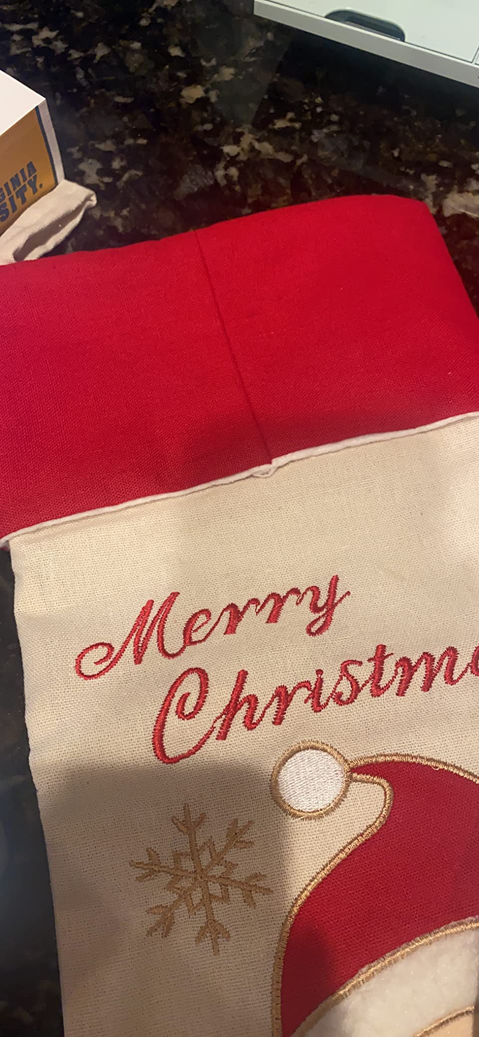 WEWILL 18'' Vintage Christmas Stockings Set of 3 Santa, Snowman, Reindeer, Xmas Character Large Christmas Stocking Hanging Tag Knit Border for Family Kids customer photo 2