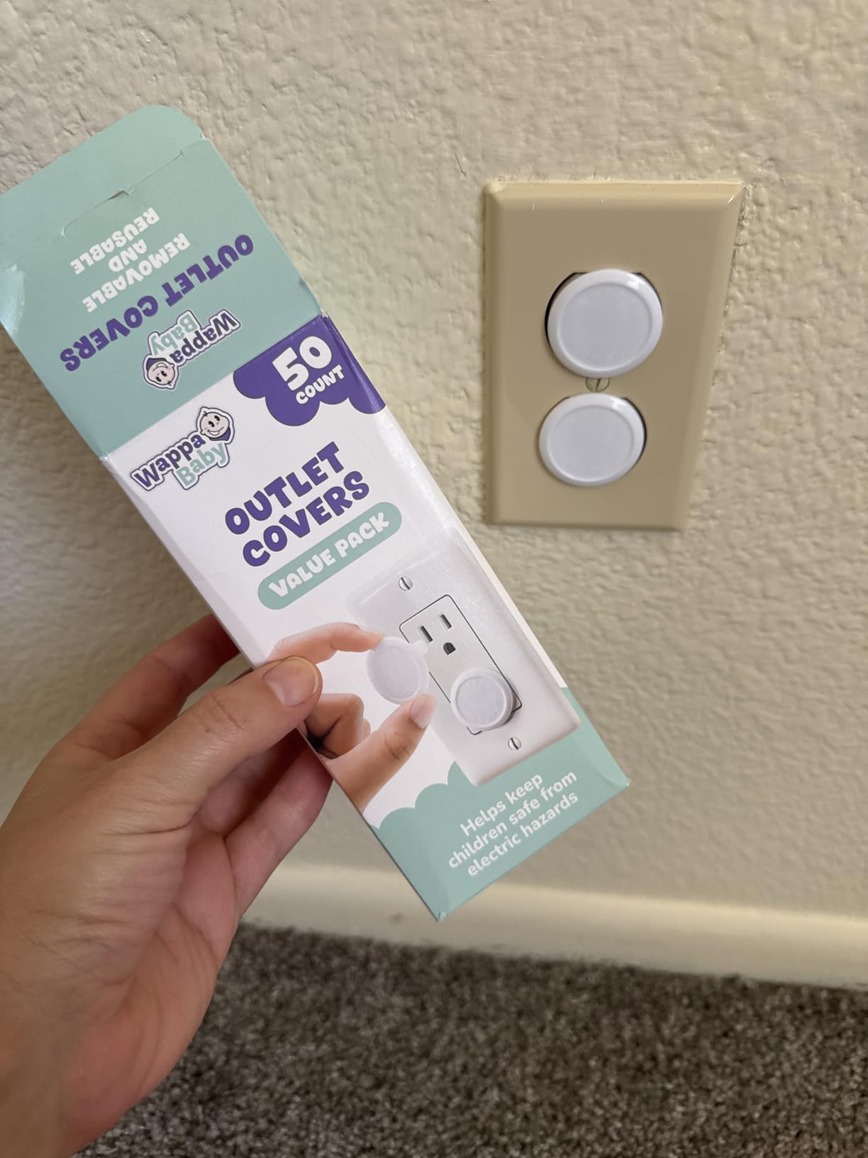 Outlet Covers Baby Proofing (50 Pack) Safe & Secure Electric Plug Protectors | Sturdy Childproof Socket Covers for Home & Office | Easy Installation | Protect Toddlers & Babies | White customer photo 1