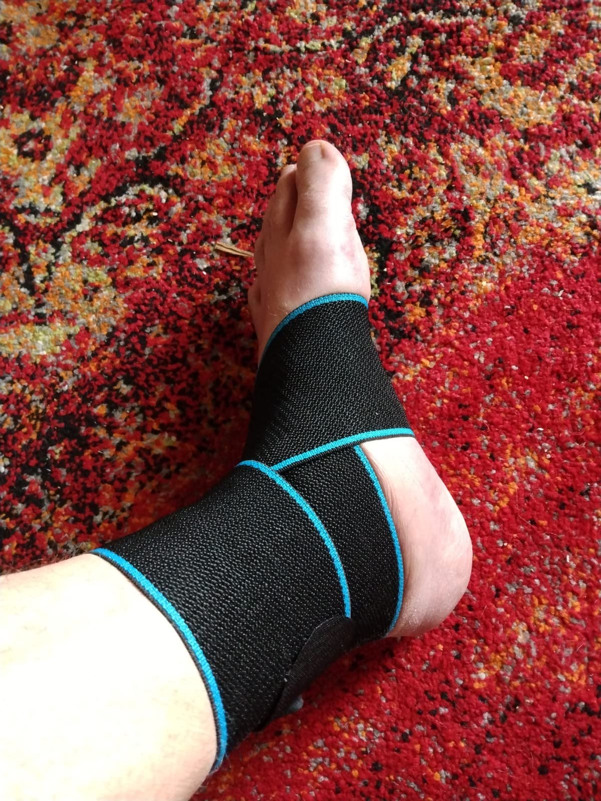 Candy Li Ankle Brace for Sprained Ankle, Ankle Support for Women & Men, Adjustable Compression Wrap Breathable Nylon Super Elastic & Comfortable for Sports– Blue customer photo 2