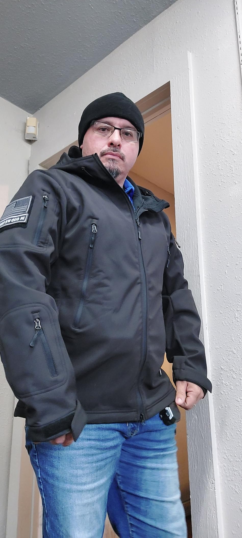 FREE SOLDIER Men's Hooded Waterproof Softshell Jacket | Windproof, Insulated, Breathable & Durable Fleece Lined Coat with Multi Pockets For Rain Hiking Work Casual in Fall & Winter customer photo 2