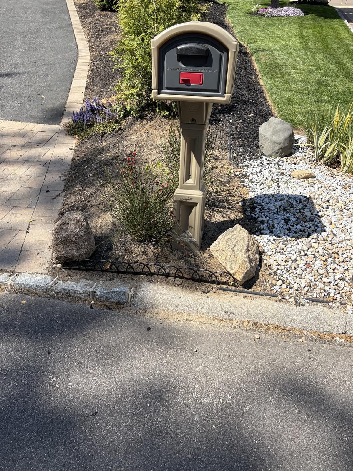 Simplay3 Classic Home Plastic Residential Mailbox & Post Mount Combo Kit with 2 Access Doors - Washed Stone/Espresso Brown, Made in USA customer photo 1