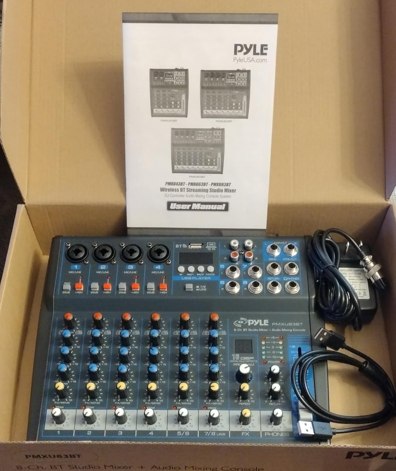 Pyle 8 Channel DJ Audio Mixer, Bluetooth, DSP FX, USB, Audio Interface customer photo 1