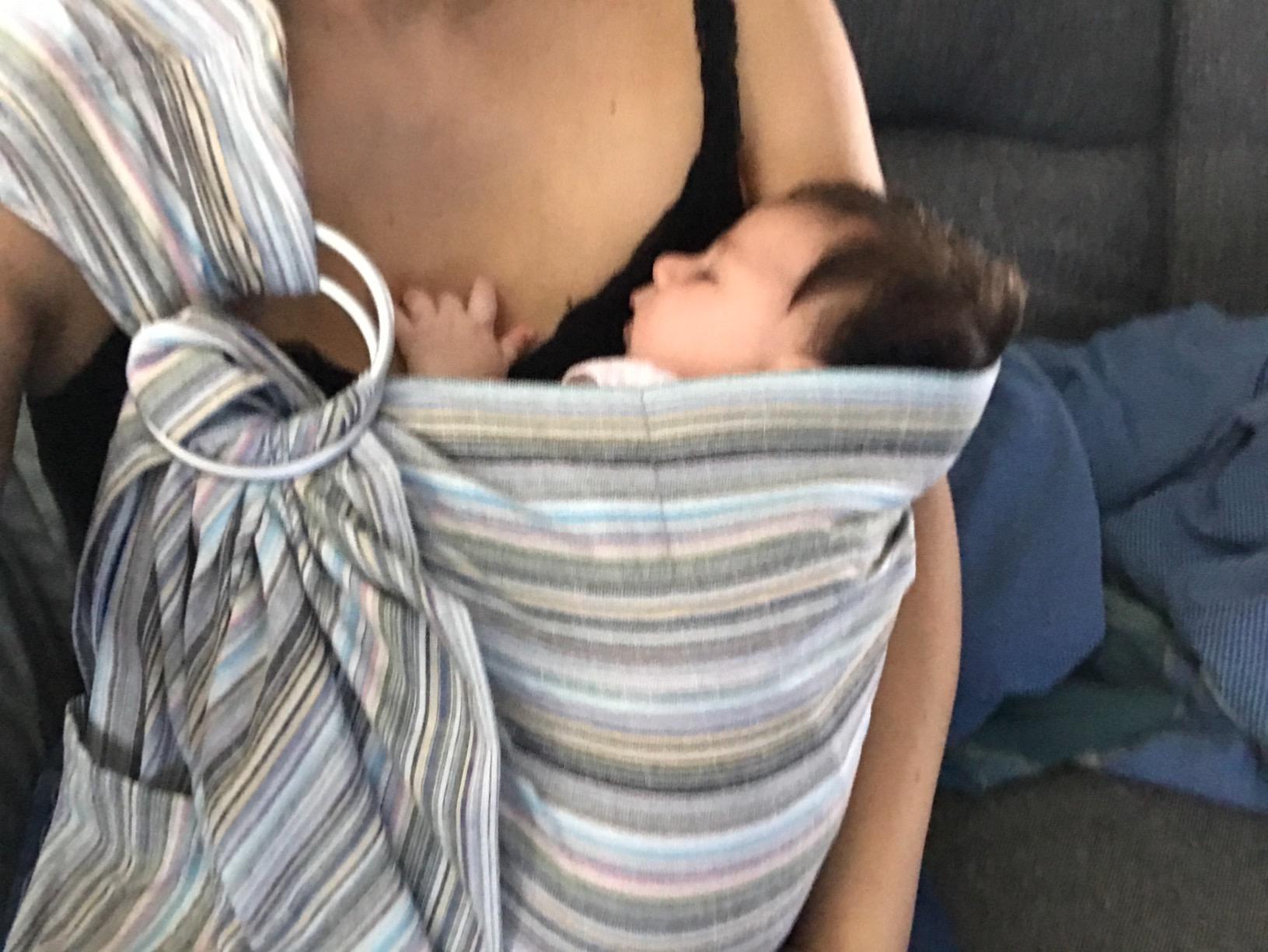 Ring Sling Baby Carrier, Soft Cotton Baby Sling Carrier Newborn to Toddler, Baby Wrap Carrier for Plus Size Parents, Perfect Shower Gift, Rock customer photo 1