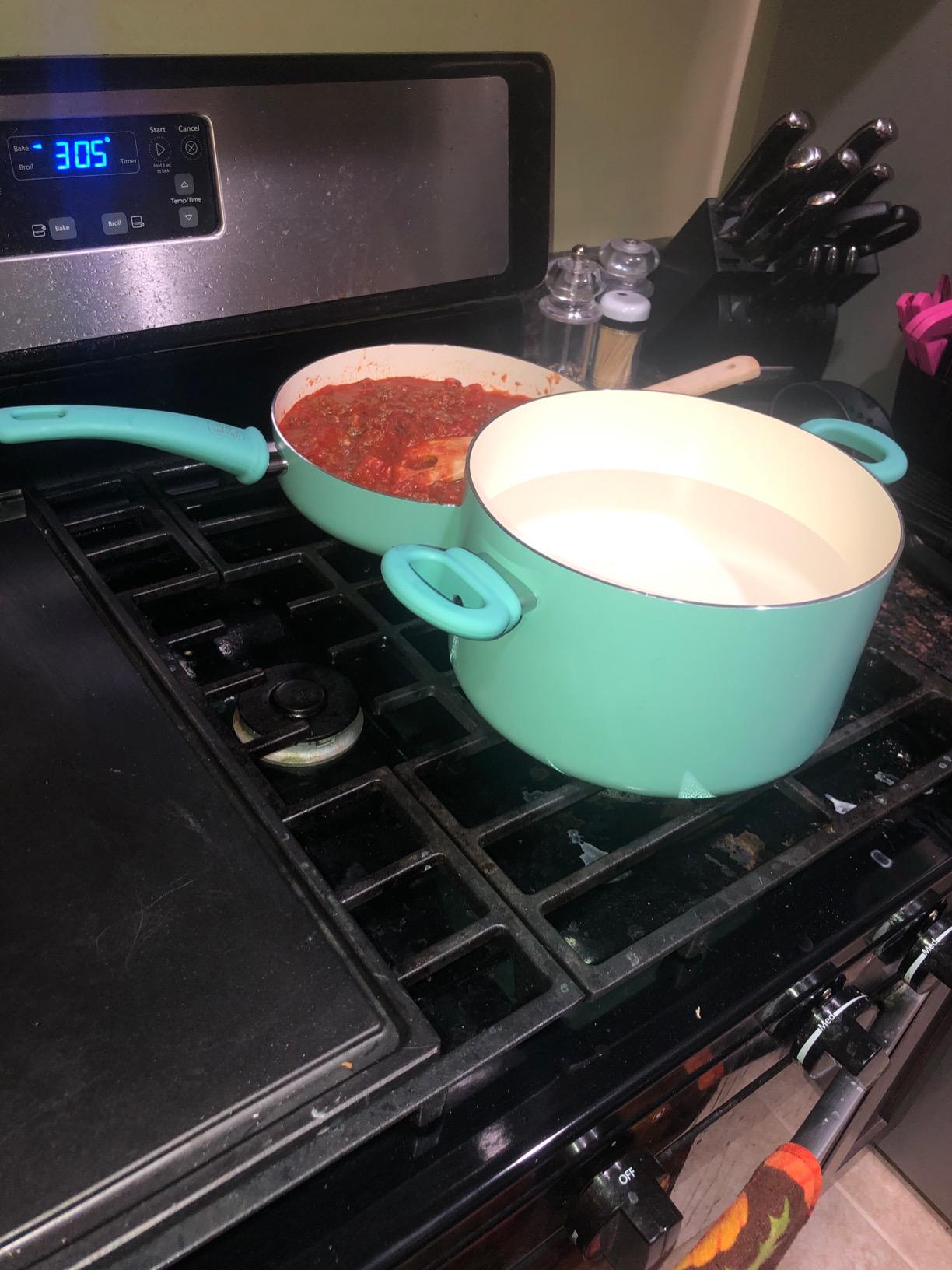 GreenLife 16 Piece Ceramic Nonstick Pots & Pans Cookware Set, Turquoise | PFAS-Free Ceramic Nonstick, Stockpot, Frying Pans, Saucepans, Sauté Pan, Stay-Cool Handles, Dishwasher & Oven Safe up to 350F customer photo 1