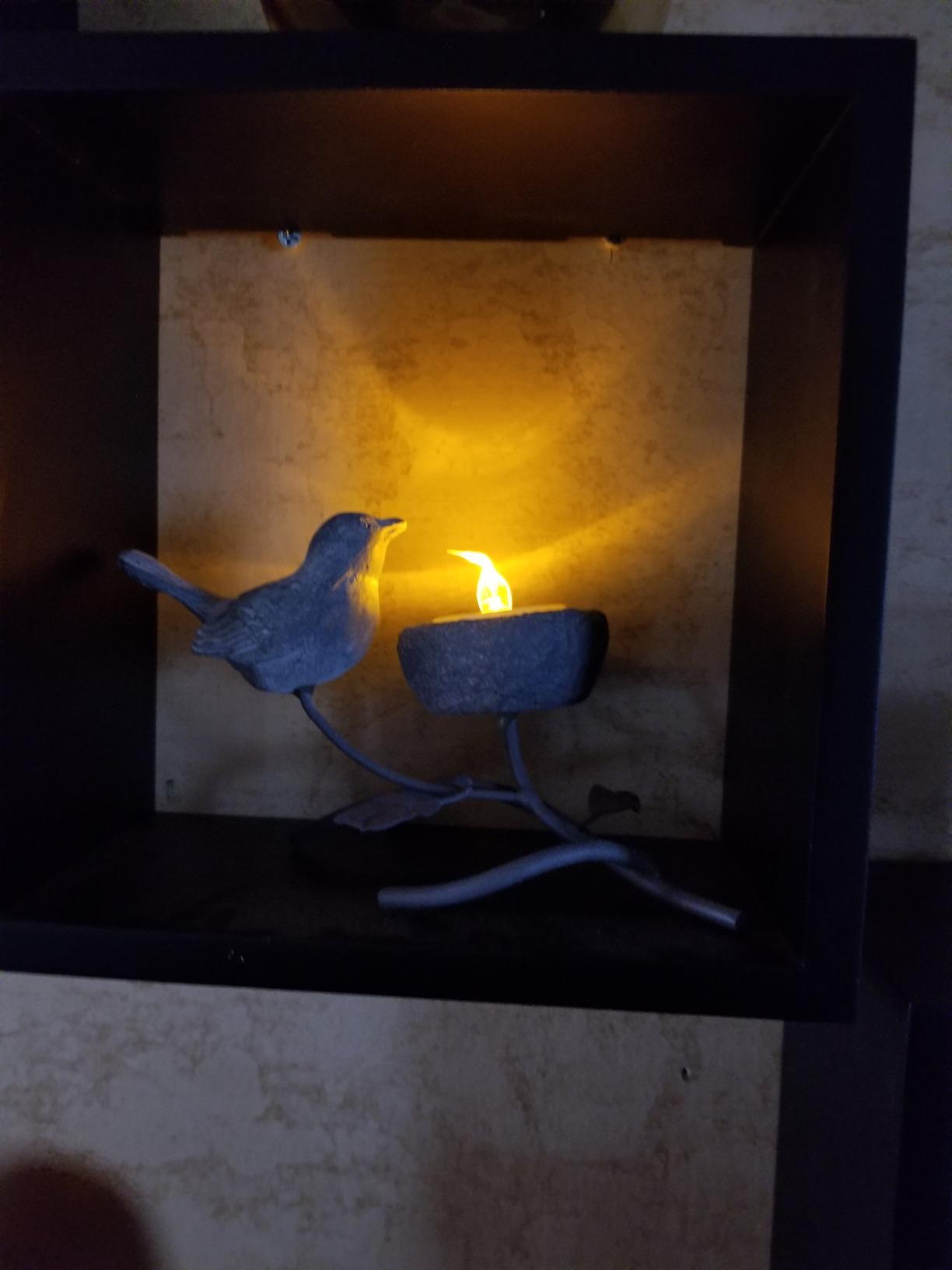 Marbrasse Votive Candle Holders, Vintage Home Decor Centerpiece, Iron Branches, Resin Bird and Nest, Tabletop Decorative TeaLight Candle Stands,Creative Artwork (Grey Black) customer photo 1