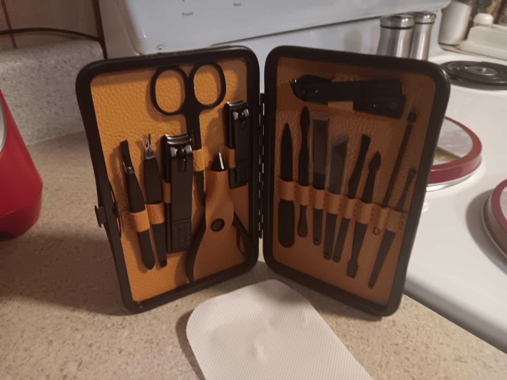 Professional Stainless Steel Nail Clipper Travel & Grooming Kit Nail Tools Manicure & Pedicure Set of 15pcs with Luxurious Case (Black/Yellow) customer photo 2