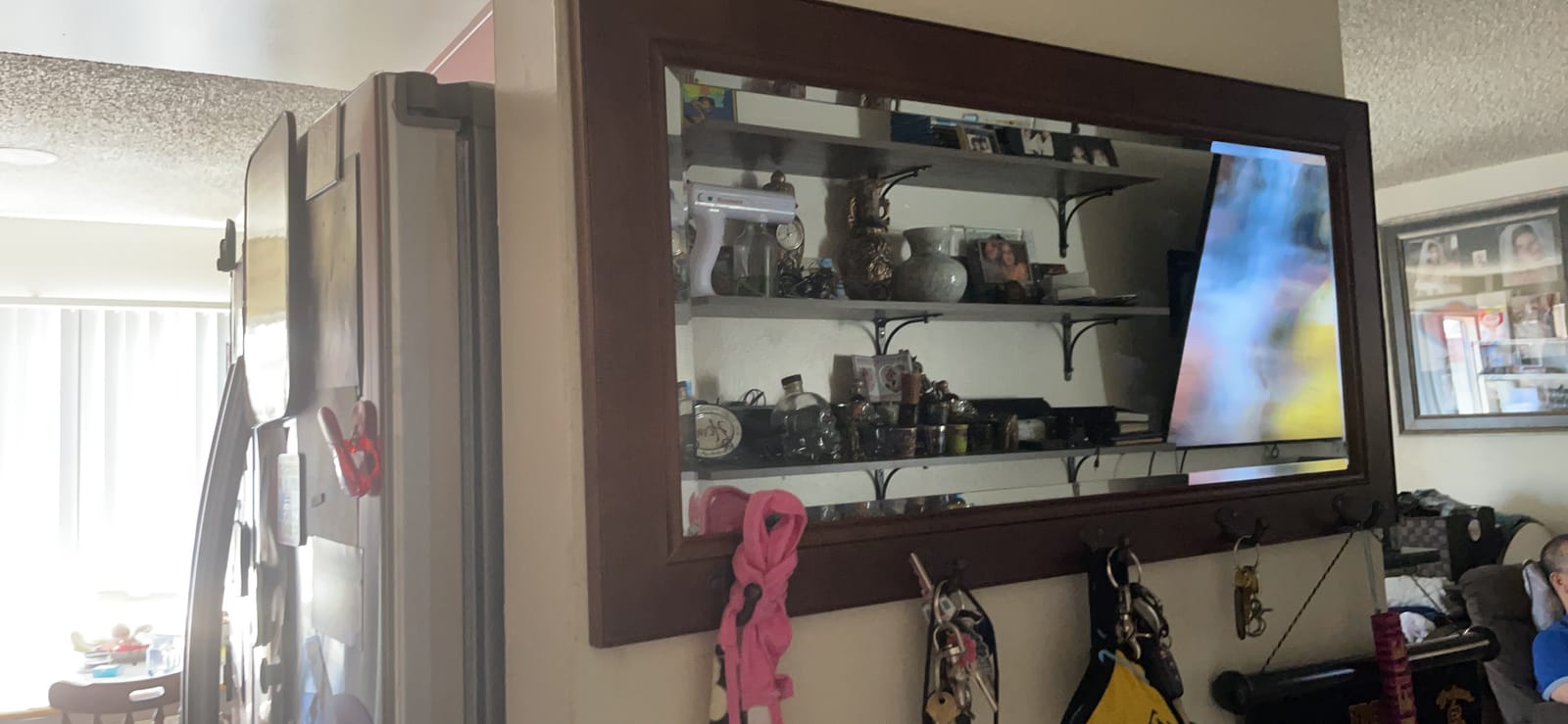 Kate and Laurel Pub Mirror with 5 Metal Hooks, Rustic Gray customer photo 2