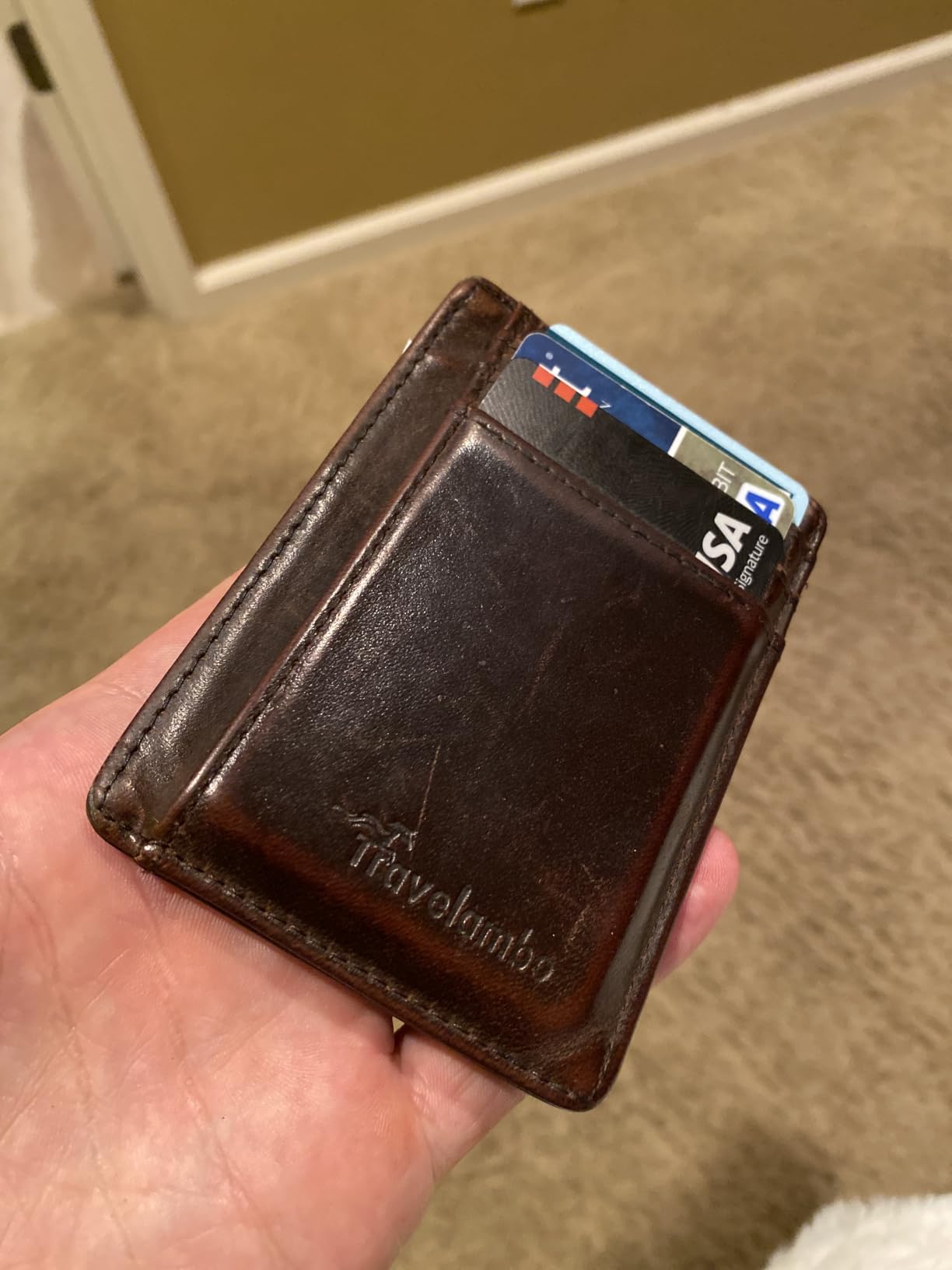 Travelambo Slim Wallet Front Pocket Minimalist Leather RFID Blocking Medium Size customer photo 2