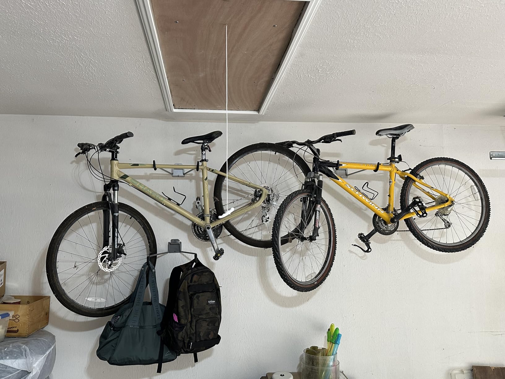 Stalwart Bike Wall Mount - EVA Foam Padded Bicycle Hooks with 50lb Capacity - Flip-Up Garage Bicycle Rack for Mountain, Road, and Kids Bikes by Rad Sportz, Silver, Black customer photo 2