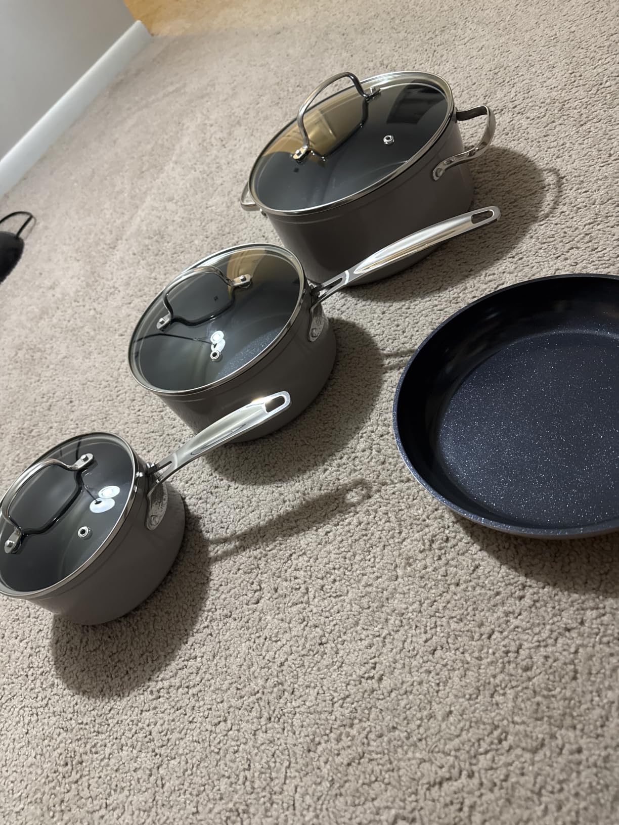 Nuwave Healthy Duralon Blue Ceramic Nonstick Cookware Set, PFAS Free | Scratch-Resistant, Dishwasher & Oven Safe, Induction Ready & Evenly Heats, Tempered Glass Lids & Stay-Cool Handles customer photo 1