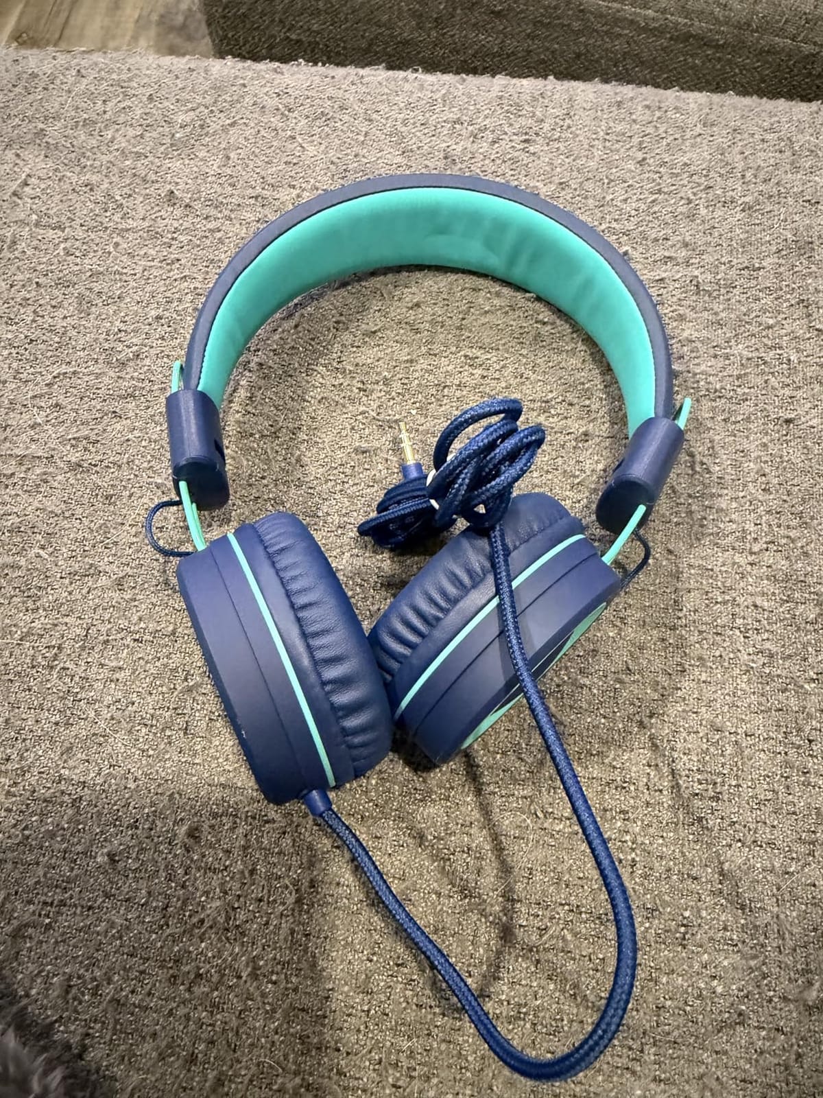noot products K11 Kids Headphones with Wired Cord 3.5mm Jack Navy/Teal | 5ft Long Cord, Tangle Free, Foldable, Plug in On-Ear Headset for School, Classroom, Boys, Girls, Toddler Laptop Travel Tablet customer photo 1