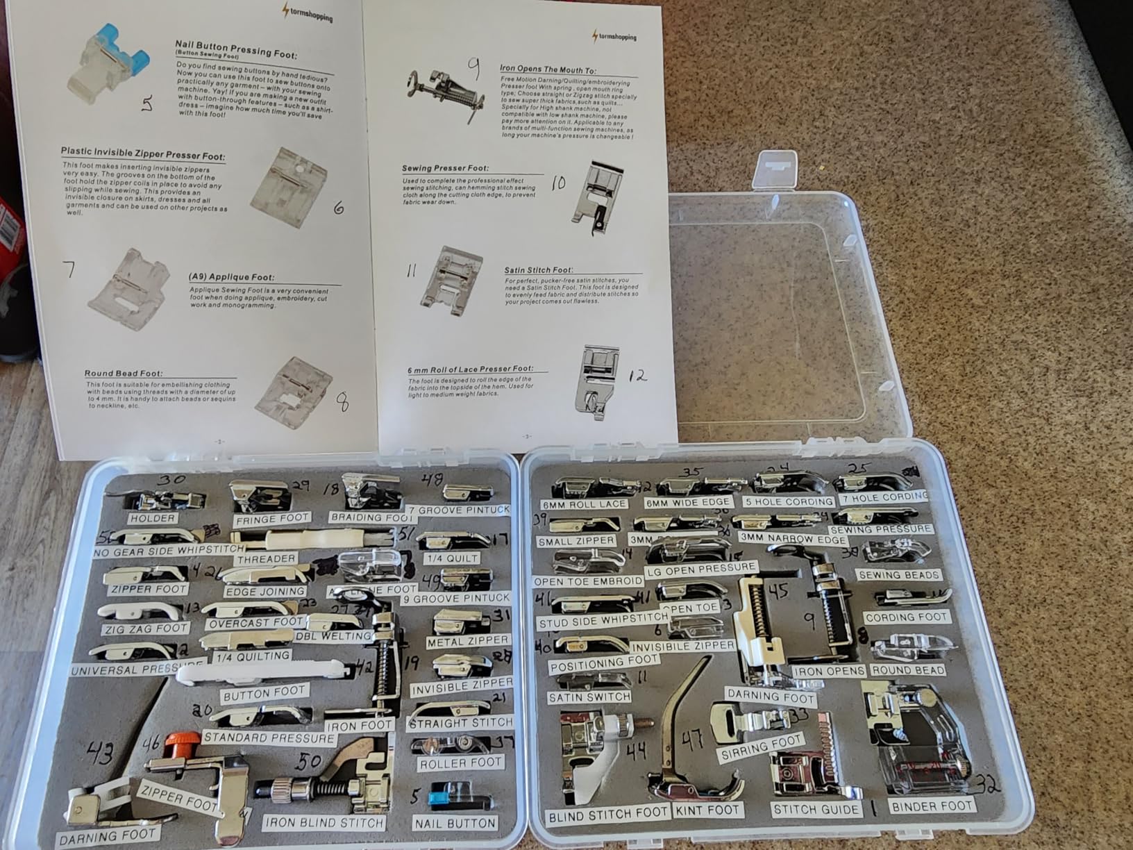 52pcs Sewing Machine Presser Feet Set - Metal, Low Shank for Singer, Brother, Babylock, Janome and Kenmore customer photo 2