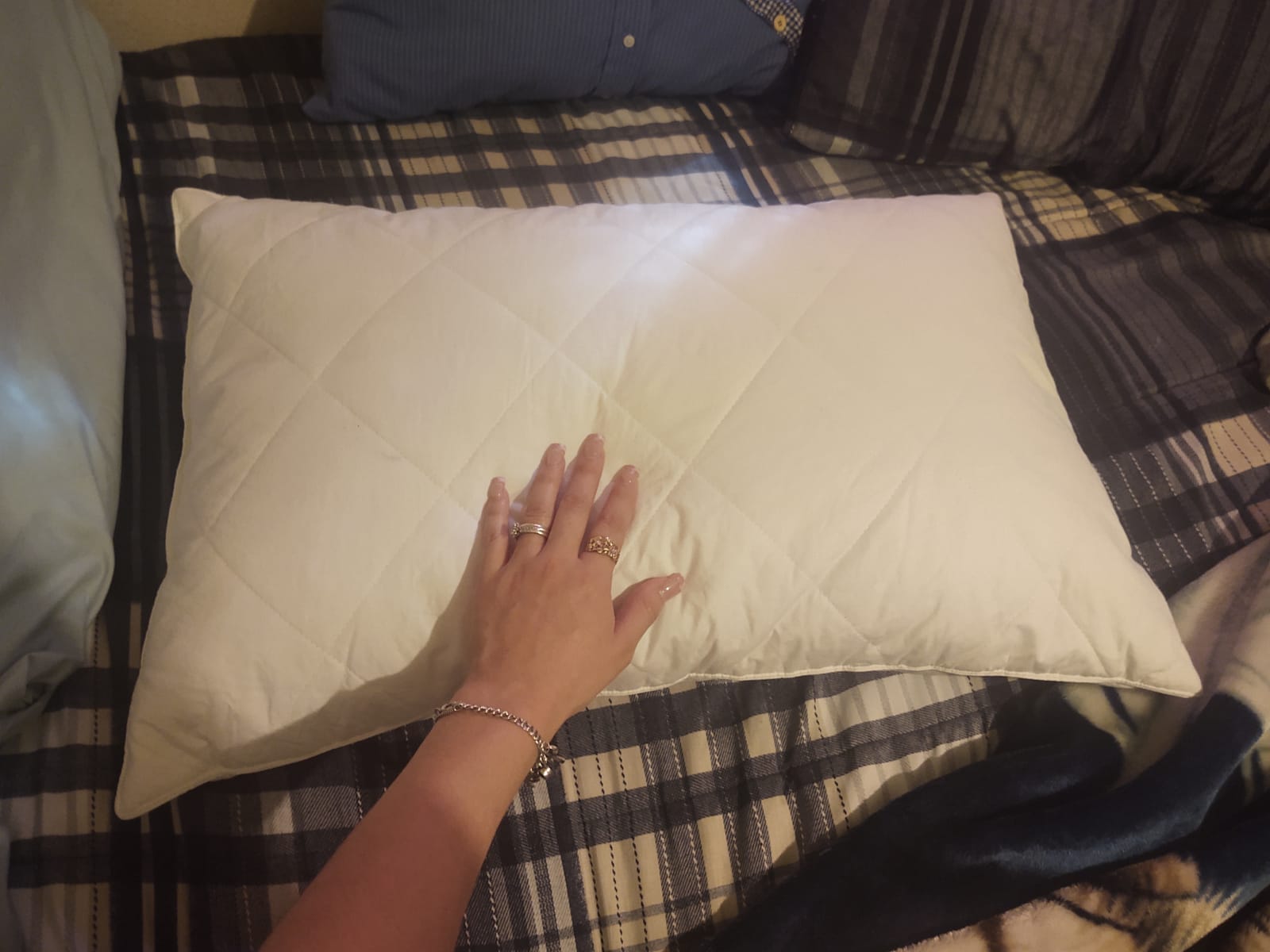 Three Geese White Goose Feather & Cotton Pillows Queen/Standard Size Set of 2 - Soft 600 Thread Count 100% Cotton, Medium Firm, Soft Support, White Solid customer photo 1
