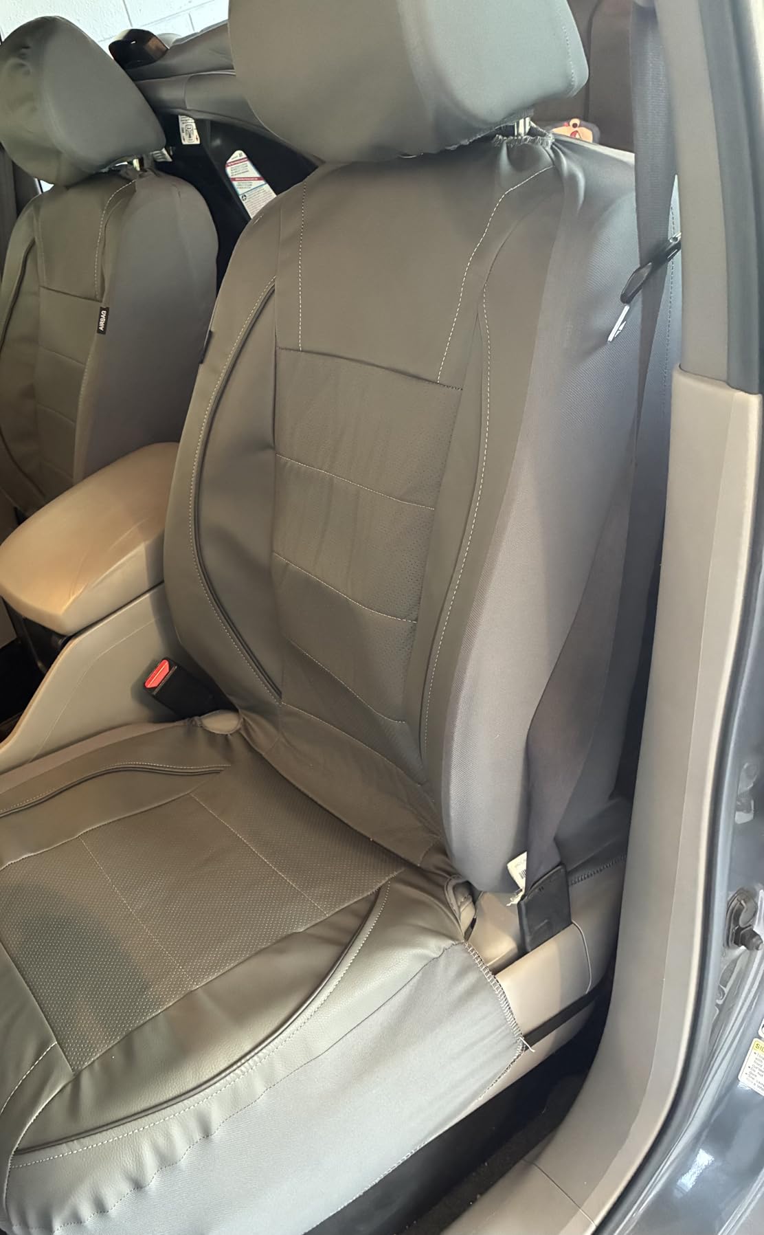 CAR PASS Universal FIT Piping Leather Car Seat Cover, for SUVs, Van, Trucks, Airbag Compatible, Inside Zipper Design and Reserved Opening Holes (Full Set, Black and Red) customer photo 2