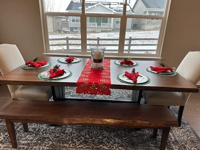 Grelucgo Embroidered Christmas Holiday Holly Tree Table Runner, Dresser Scarf, Rectangular 16 x 72 Inch customer photo 1