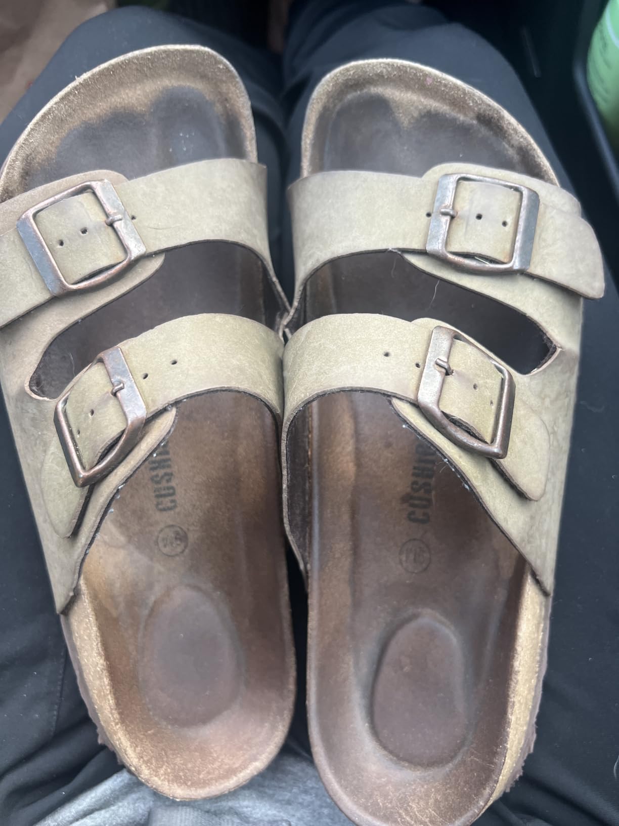 CUSHIONAIRE Lane Cork Footbed Womens Sandals Comfortable Double Buckle Slip On Sandals for Women with Arch Support and Classic Two Strap Design customer photo 1