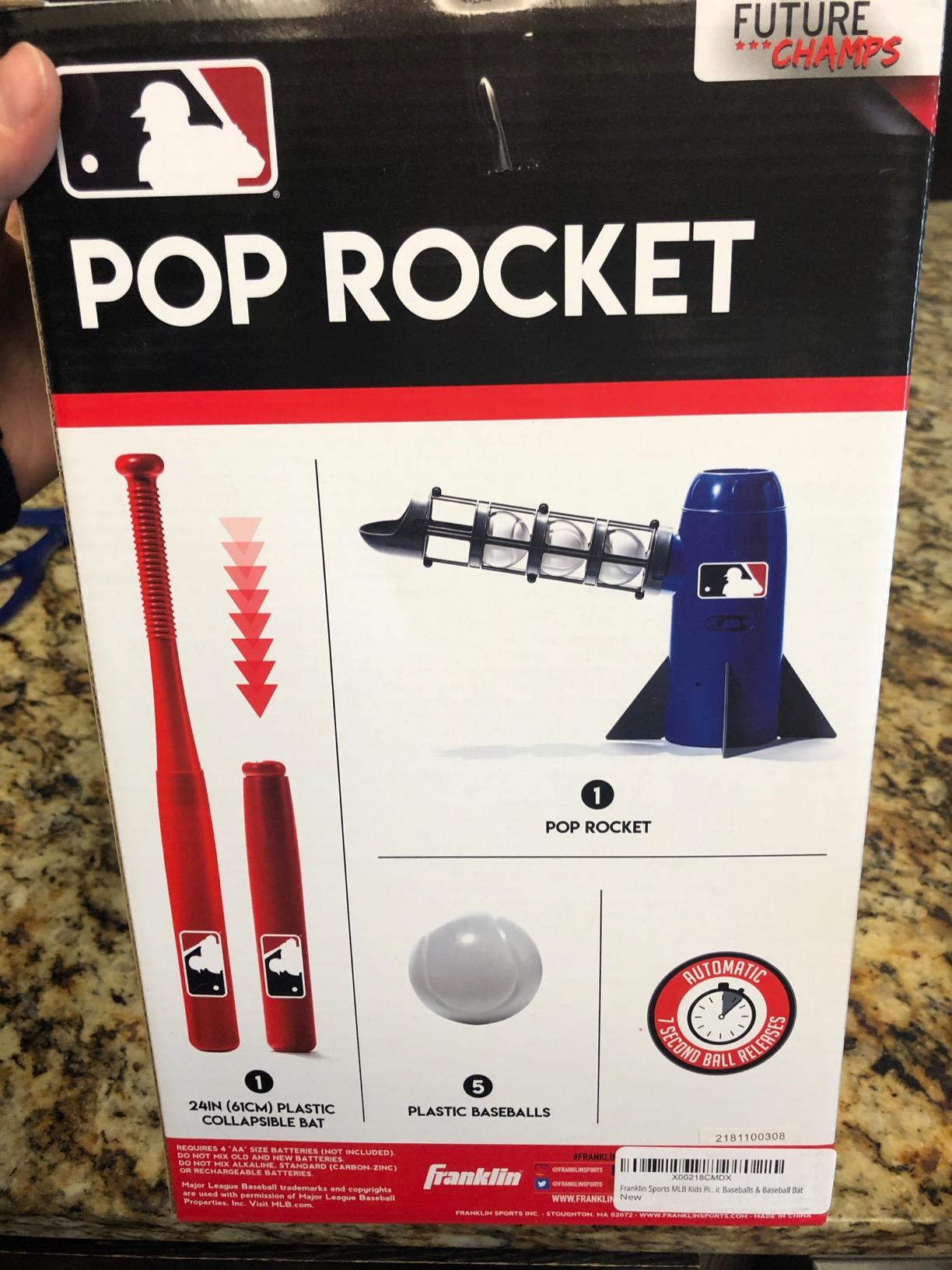Franklin Sports Pop Rocket Baseball Hitting Training Aid | Automatic Pitches Every 7 Seconds, Includes 5 Baseballs + Bat customer photo 1