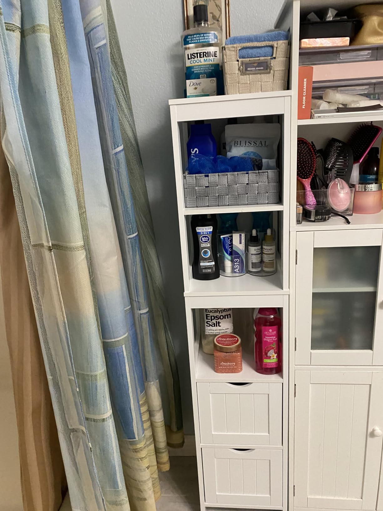 VASAGLE Bathroom Floor Cabinet, 2 Drawers, 35