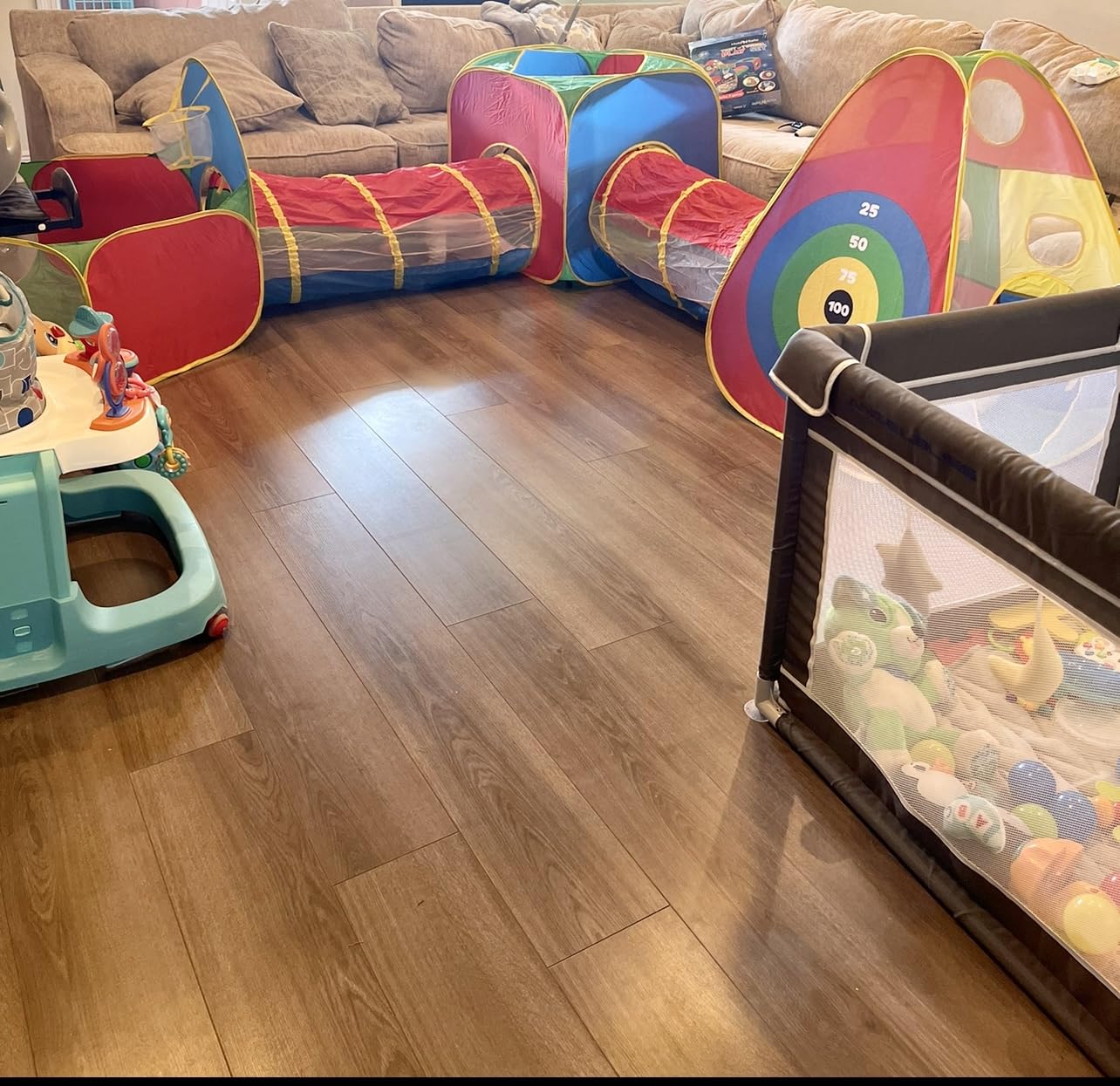 Hide N Side 5pc Kids Ball Pit Tents and Tunnels, Toddler Jungle Gym Play Tent with Play Crawl Tunnel Toy, for Boys Babies Infants Children, Indoor Outdoor Gift, Target Game w/ 4 Dart Balls customer photo 2