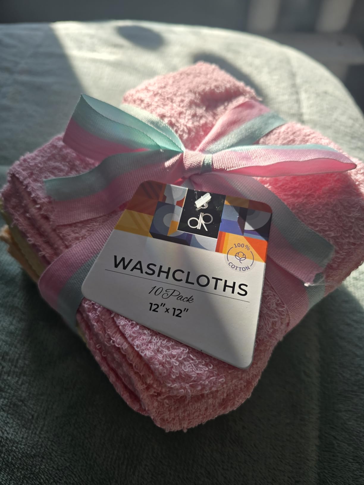 DecorRack 10 Pack 100% Cotton Wash Cloth, Luxurious Soft, 12 x 12 inch Ultra Absorbent, Machine Washable Washcloths, Assorted Colors (10 Pack) customer photo 1
