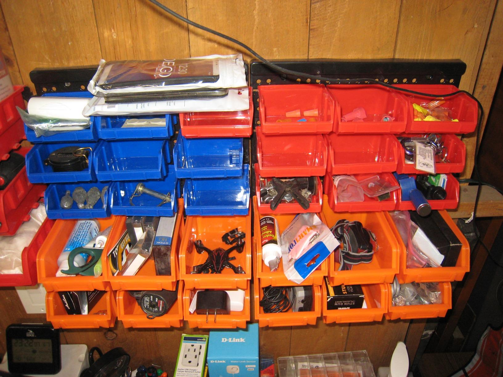 HORUSDY Wall Mounted Storage Bins Parts Rack 30PC Organizer Garage Plastic Shop Tool for Men's Gift, Blue,Orange,Red customer photo 2