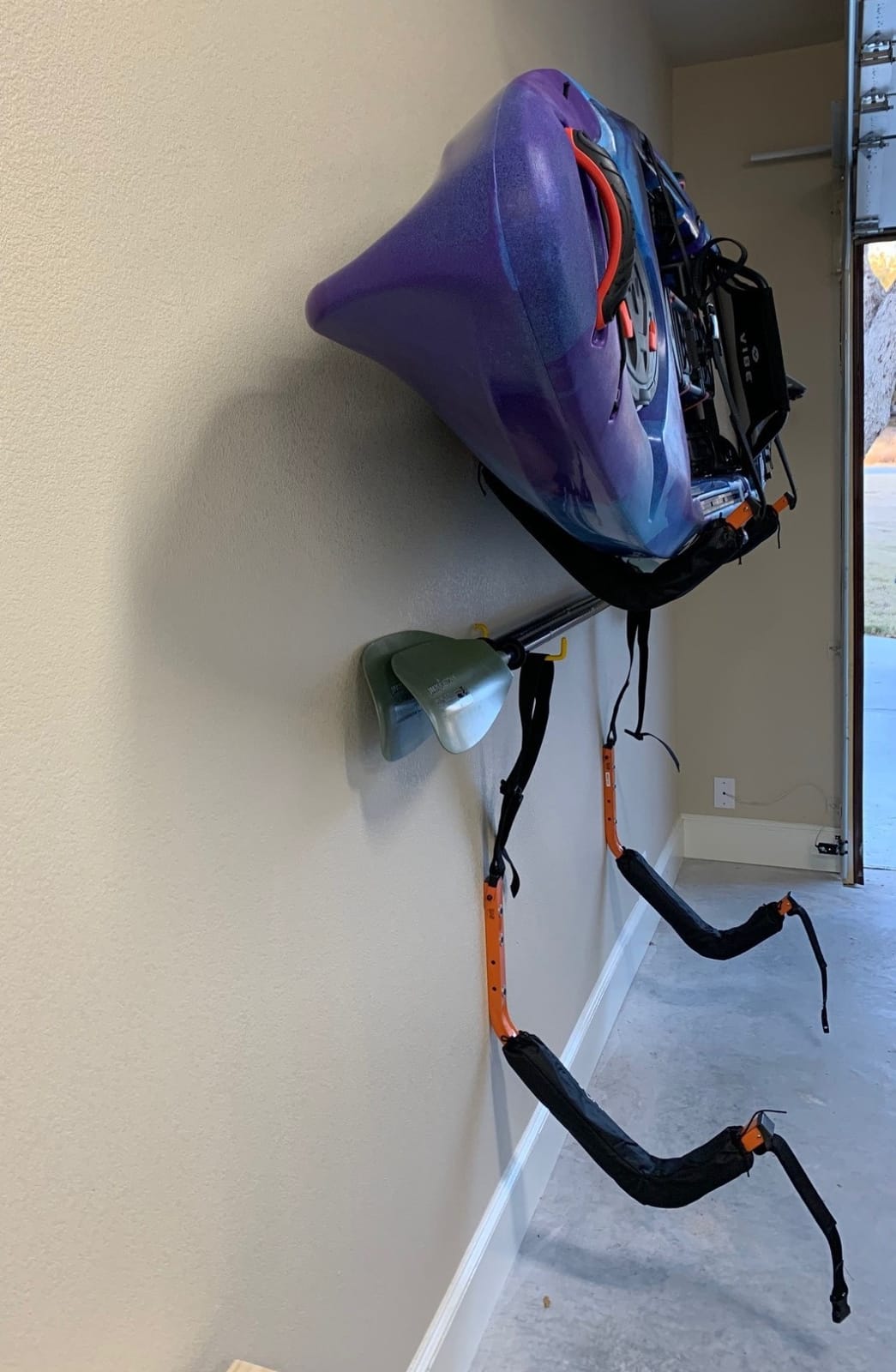 Kayak Storage Hooks - Set of 2 Wall Mount Garage Hangers - 125lbs Capacity Rack for Paddleboards, Surfboards, or Snowboards by Rad Sportz (Orange) customer photo 2