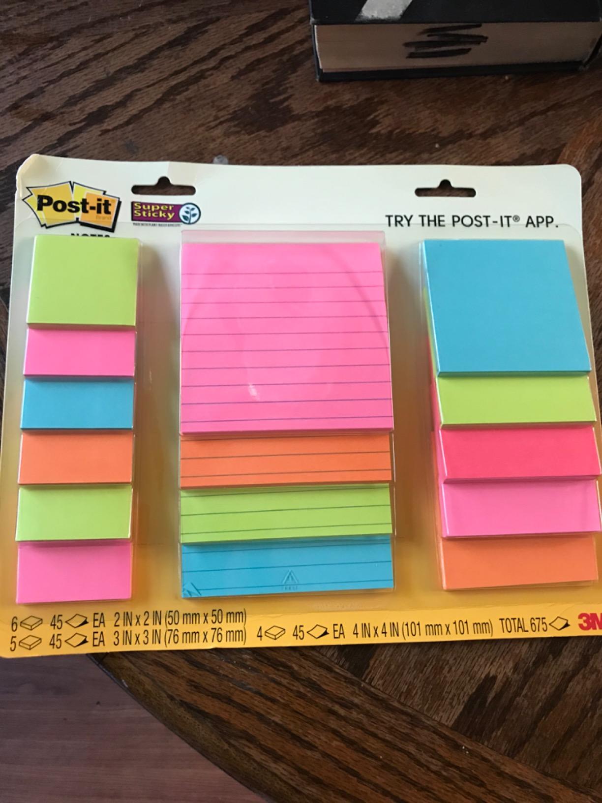 Post-it Super Sticky Notes, Multi-Size, Supernova Neons, 15 Lined Pads customer photo 1