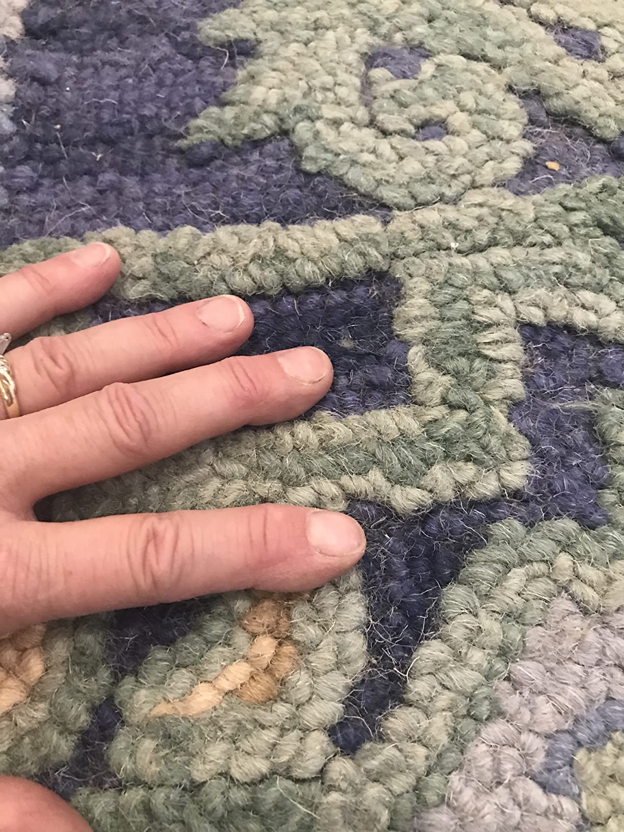 SAFAVIEH Blossom Collection 8' x 10' Navy / Green BLM422A Handmade Fringe Premium Wool Area Rug customer photo 1
