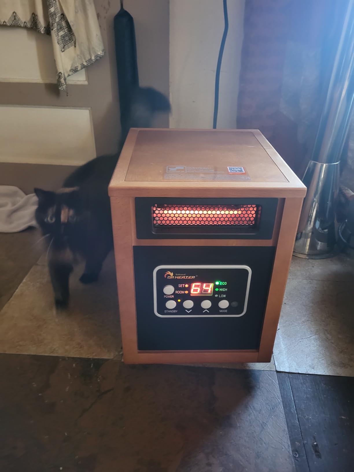 DR. INFRARED HEATER DR-998, 1500W Dual Heating Infrared Space Heater with Humidifier, Oscillation, Remote Control, Thermostat & Safety Protection, Portable with Wheels, Energy Efficient, Walnut customer photo 1