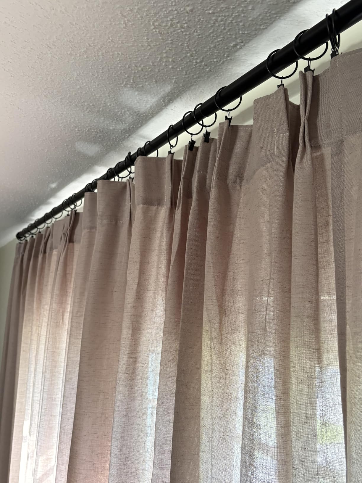 Lansian 44 Pack Curtain Rings with Clips Hooks 1.5 in Diameter Rustproof customer photo 2