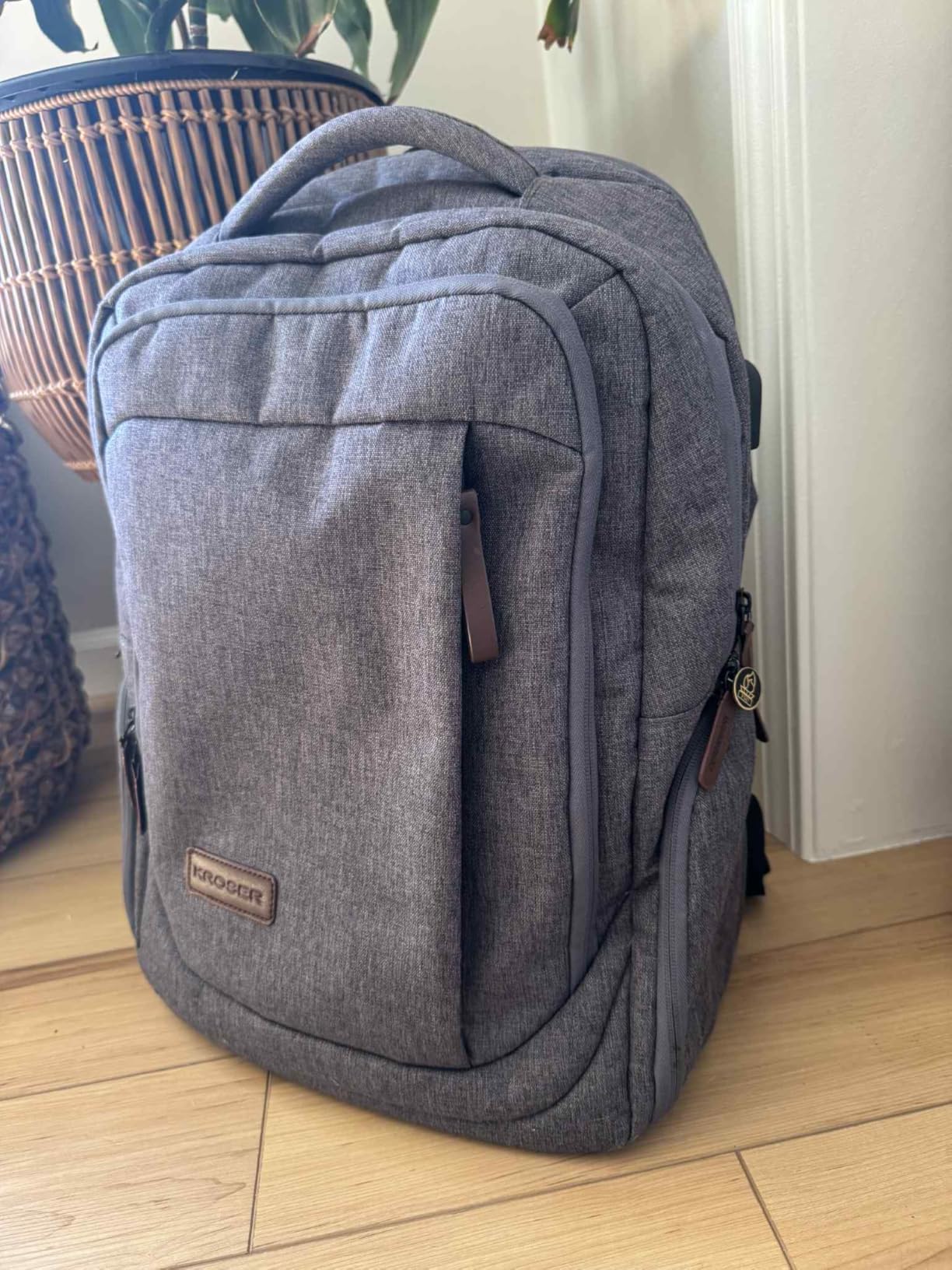 KROSER Laptop Backpack Computer Backpack 17.3 Inch for Men-Charcoal Black customer photo 2