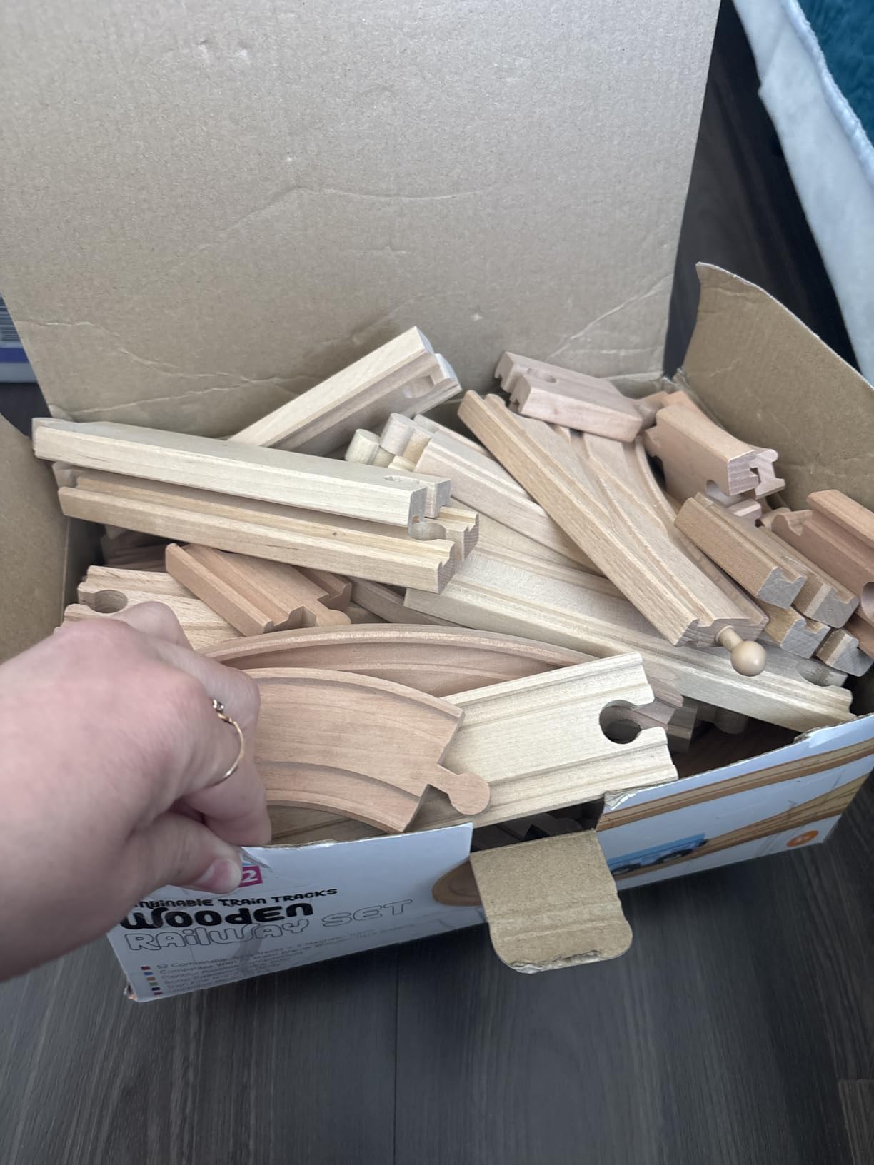 Wooden Train Track 52 PCS Set –18 Feet of Track Expansion + 2 Bonus Trains customer photo 1