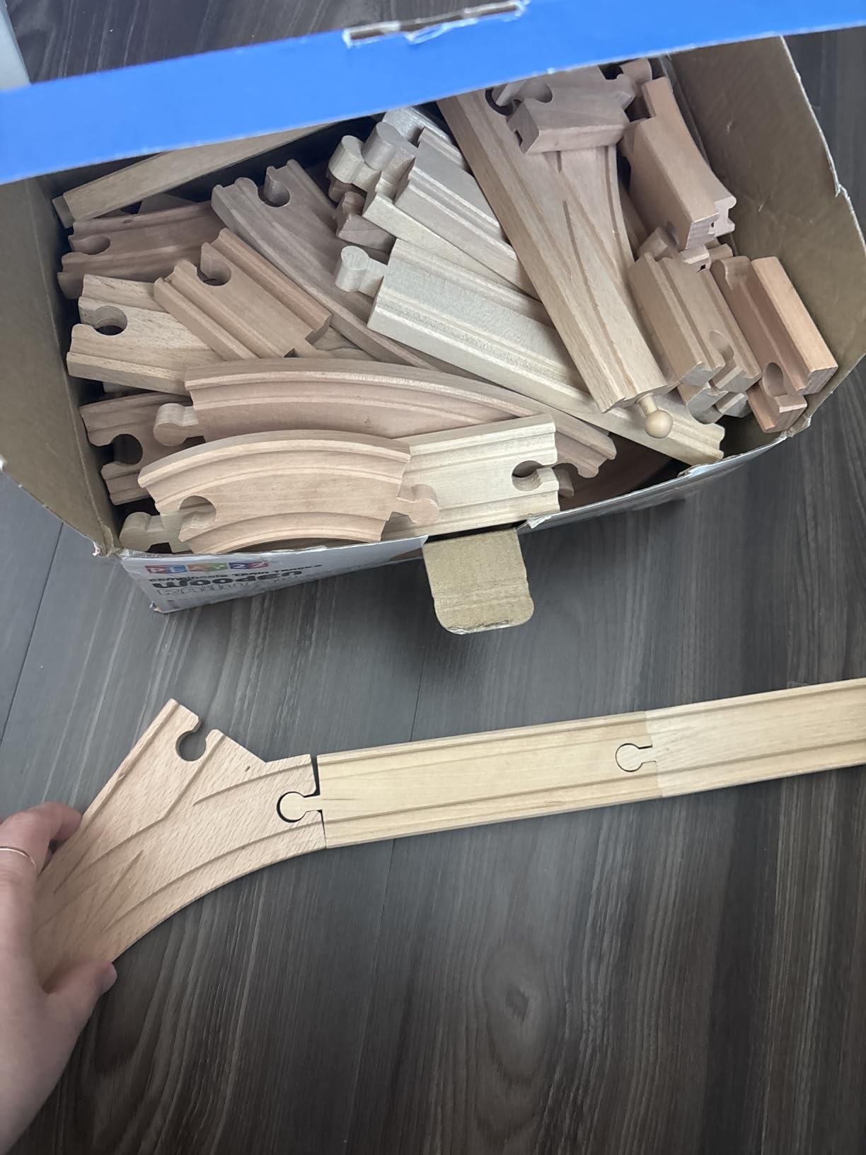 Wooden Train Track 52 PCS Set –18 Feet of Track Expansion + 2 Bonus Trains customer photo 2