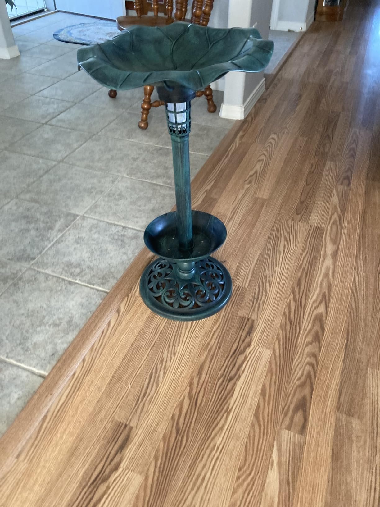 Best Choice Products Outdoor Solar Lighted Pedestal Bird Bath Fountain Decoration w/Planter, Integrated Panel, Scroll Accents for Lawn, Garden - Bronze customer photo 2