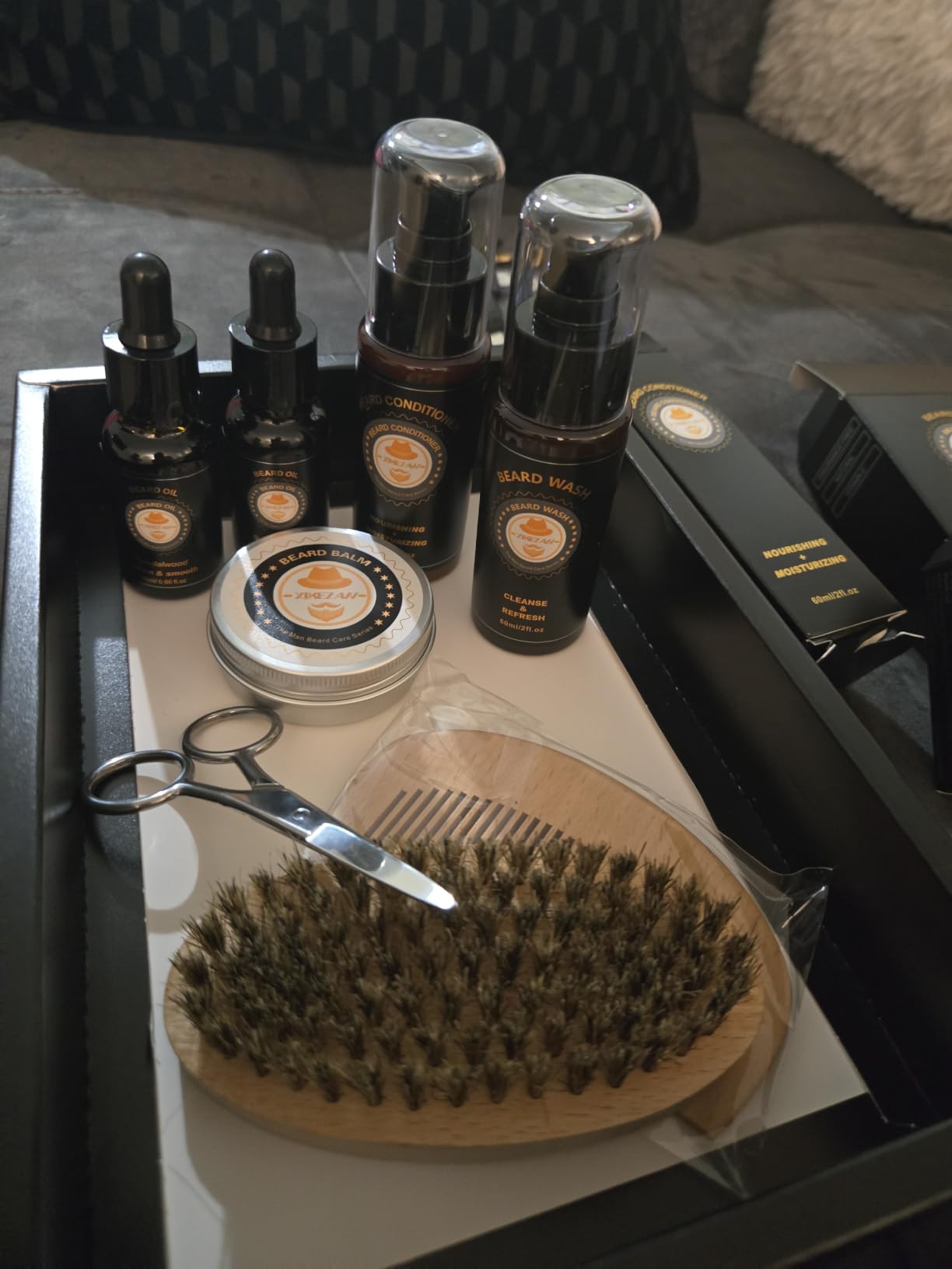 XIKEZAN Beard Kit Gifts for Men Beard Grooming/Care - Soften, Soothe Mustache | Mens Gift Set Birthday Valentines Fathers Easter Basket Gifts for Men Him Dad Husband Boyfriend Christmas Stocking Stuffers customer photo 1